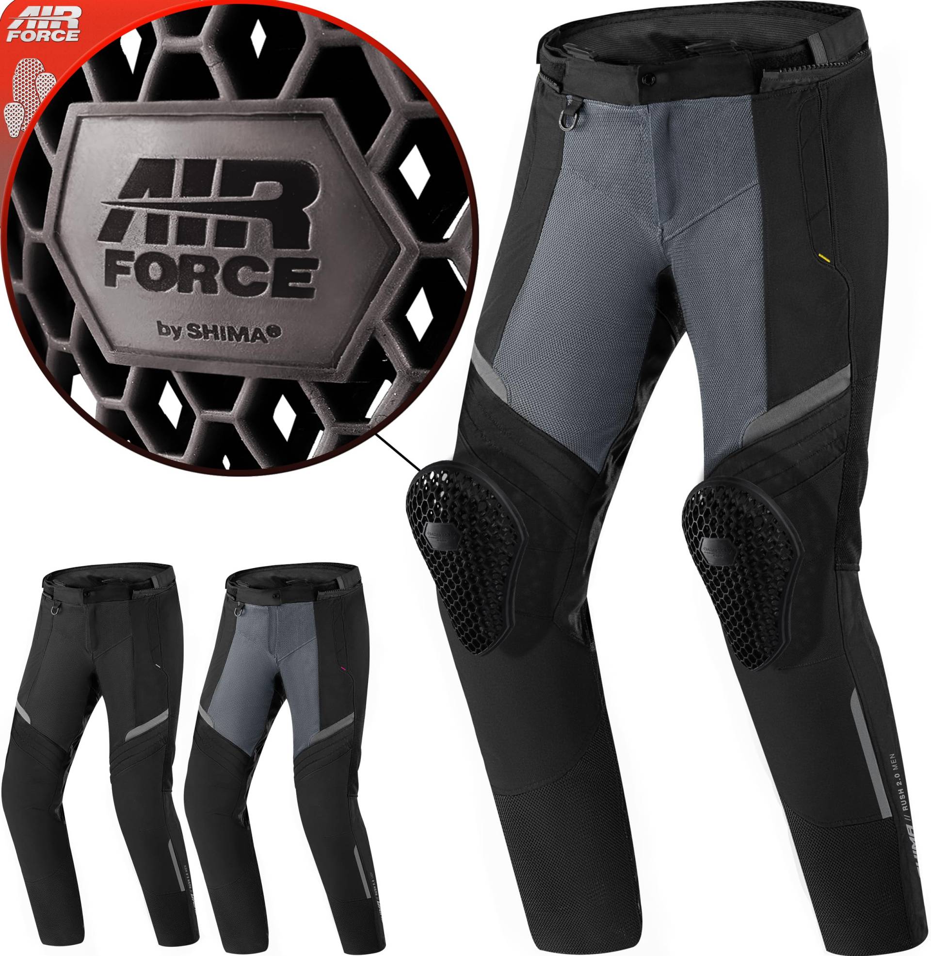 SHIMA Rush 2.0 Motorradhose Herren mit Protektoren Mesh Airforce Knieprotektoren Sommer Luftig Motorrad Hosen Wasserdicht Motorradkombi Motorradjacke Touren (Männer Hose Belüftet, Fluo, M) von SHIMA