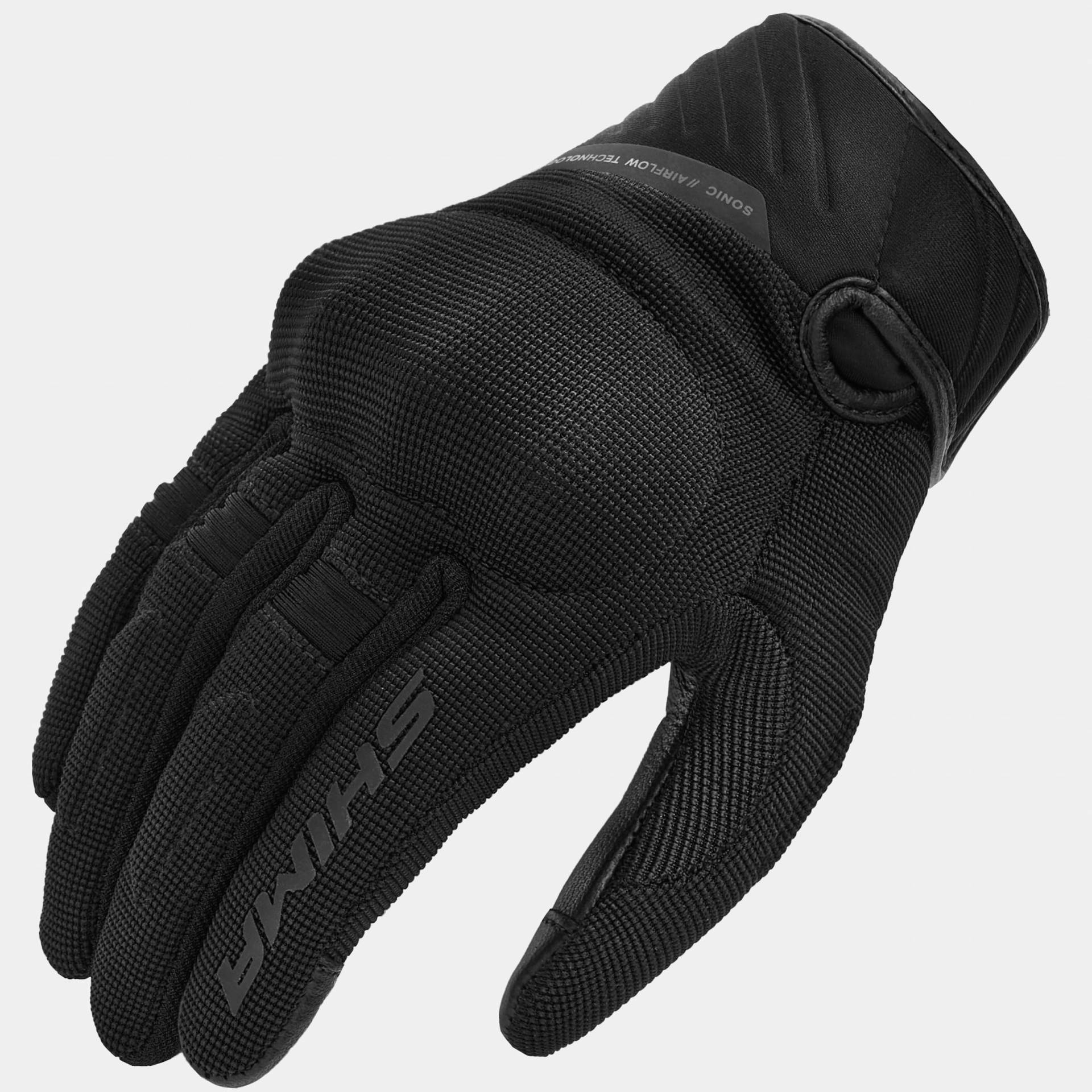 SHIMA SONIC Motorrad Handschuhe Damen Kurze Sommer Motorradhandschuhe Schutz Schutzkleidung Touchscreen Motorcycle Belüftet Verstärkt Leicht Motorbike Sommerhandschuh (Frauen, Schwarz, M) von SHIMA