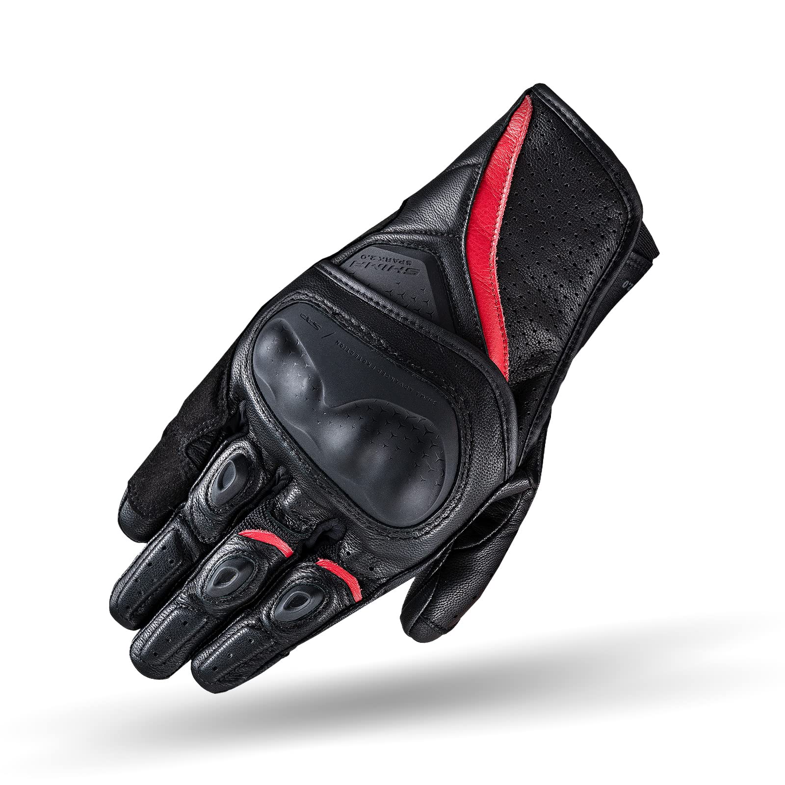 SHIMA SPARK 2.0 Motorradhandschuhe Herren | Touchscreen, Sommer, Sport Leder Handschuhe mit TPU Knöchelprotektor, Handflächen- und Fingerschieber, Verstärkte Handfläche (Rot, M) von SHIMA