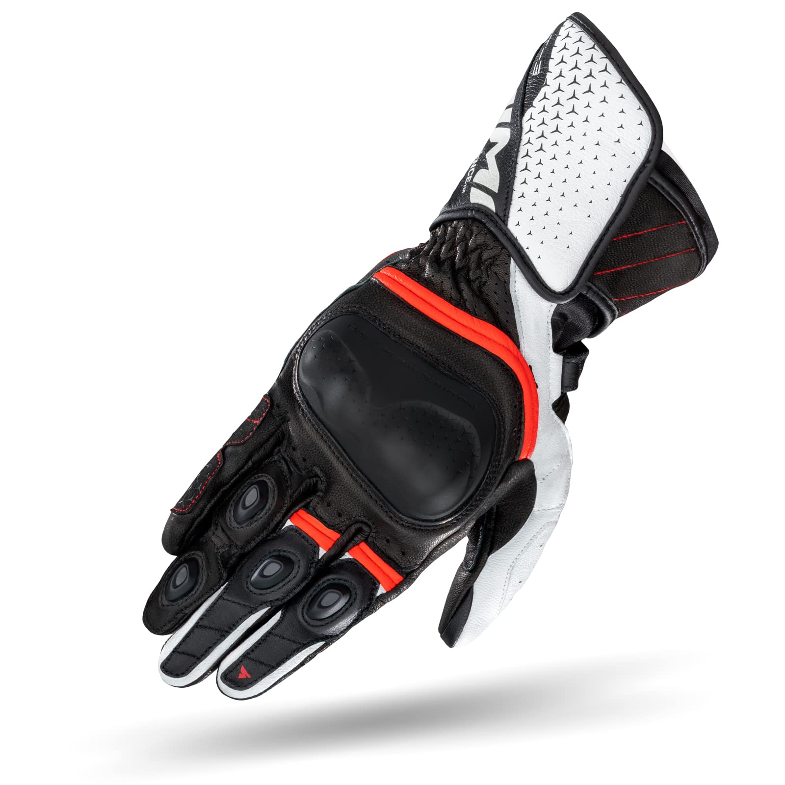 SHIMA ST-3 Motorradhandschuhe Herren - Touchscreen, Sommer, Sport Leder Handschuhe mit Carbon Knöchelprotektor, Handflächen- und Fingerschieber, Verstärkte Handfläche (Weiß/Rot, XXL) von SHIMA