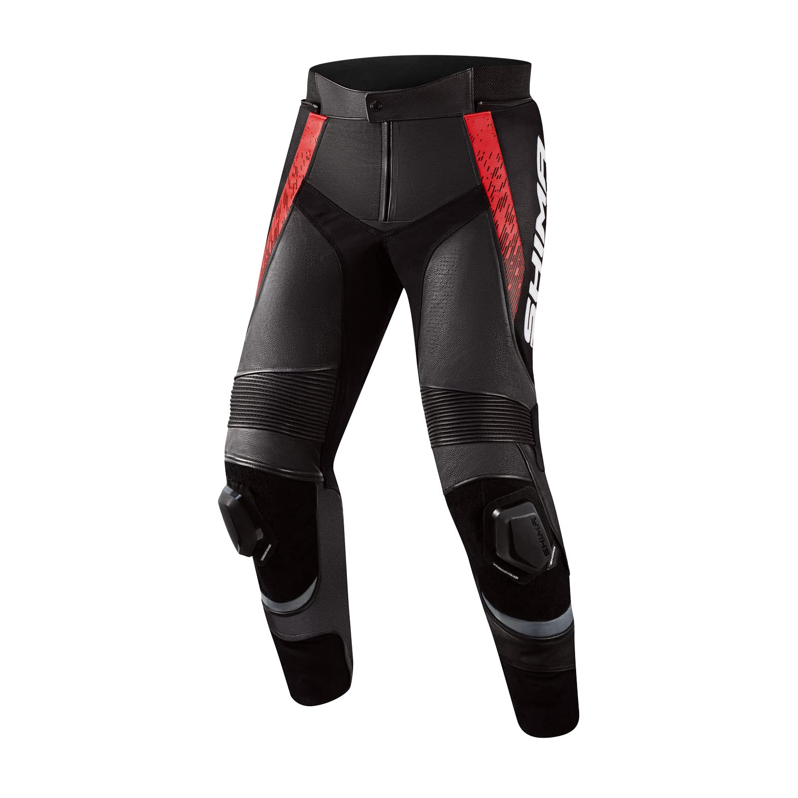 SHIMA STR 2.0 Motorradhose Herren mit Protektoren Leder Knieprotektoren Motorradkombi Motorrad Hosen Lederkombi Motorradjacke Sport Lederhosen (Hose, Rot, 46) von SHIMA