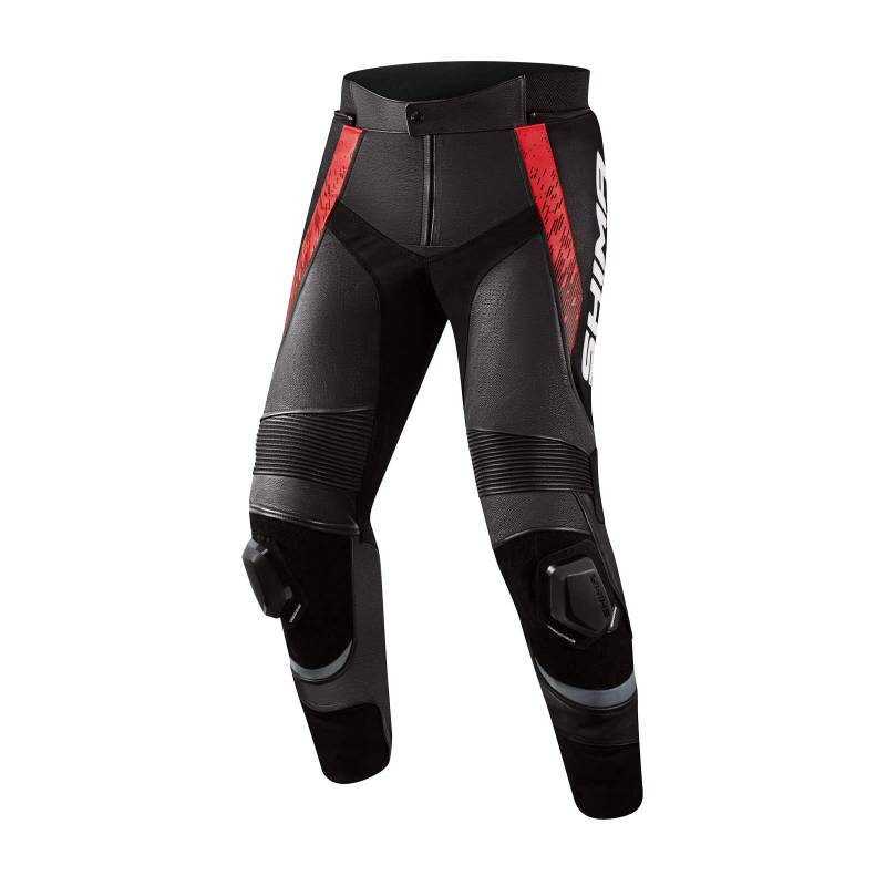 SHIMA STR 2.0 Motorradhose Herren mit Protektoren Leder Knieprotektoren Motorradkombi Motorrad Hosen Lederkombi Motorradjacke Sport Lederhosen (Hose, Rot, 52) von SHIMA