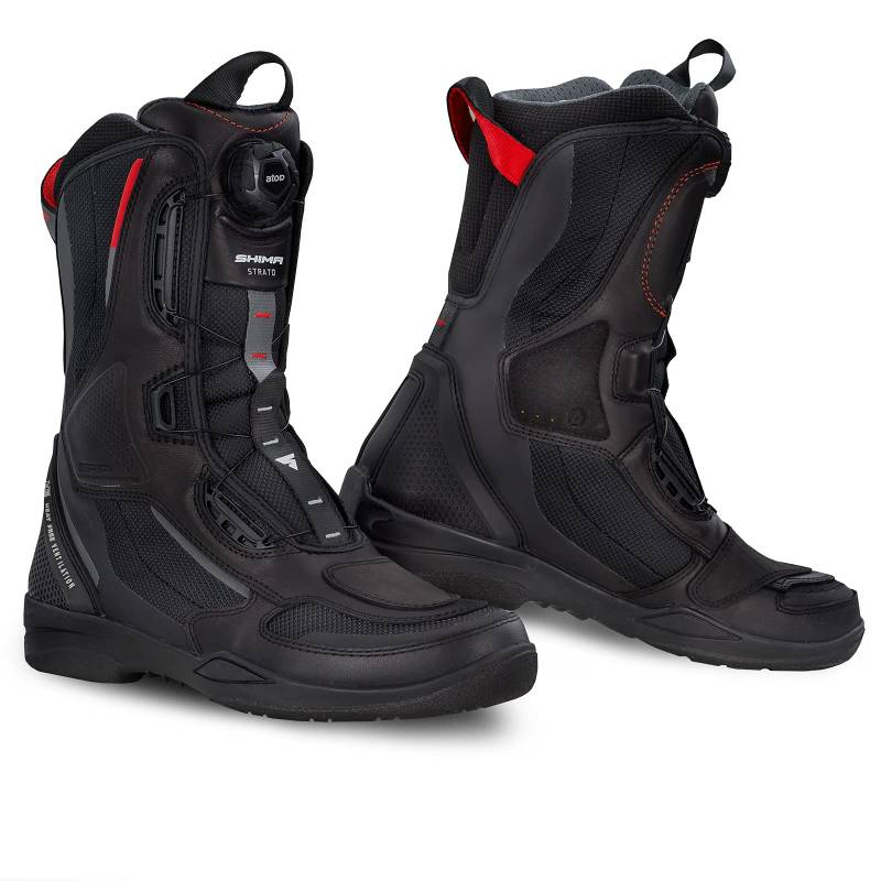 SHIMA STRATO Motorradstiefel Herren und Damen - Motorrad Wasserdicht Stiefel Tourenstiefel Schuhe Männer Leder Schwarz (Damen, Vented, 39) von SHIMA