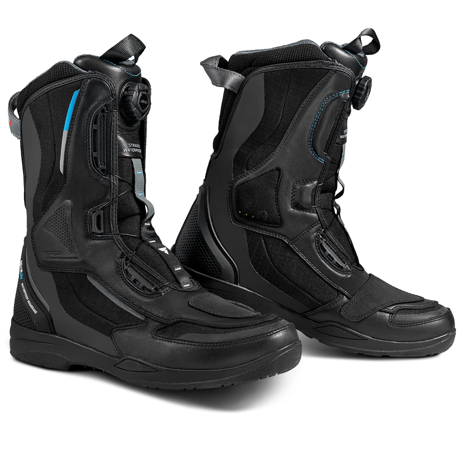 SHIMA STRATO Motorradstiefel Herren und Damen - Motorrad Wasserdicht Stiefel Tourenstiefel Schuhe Männer Leder Schwarz (Damen, Wasserdicht, 38) von SHIMA