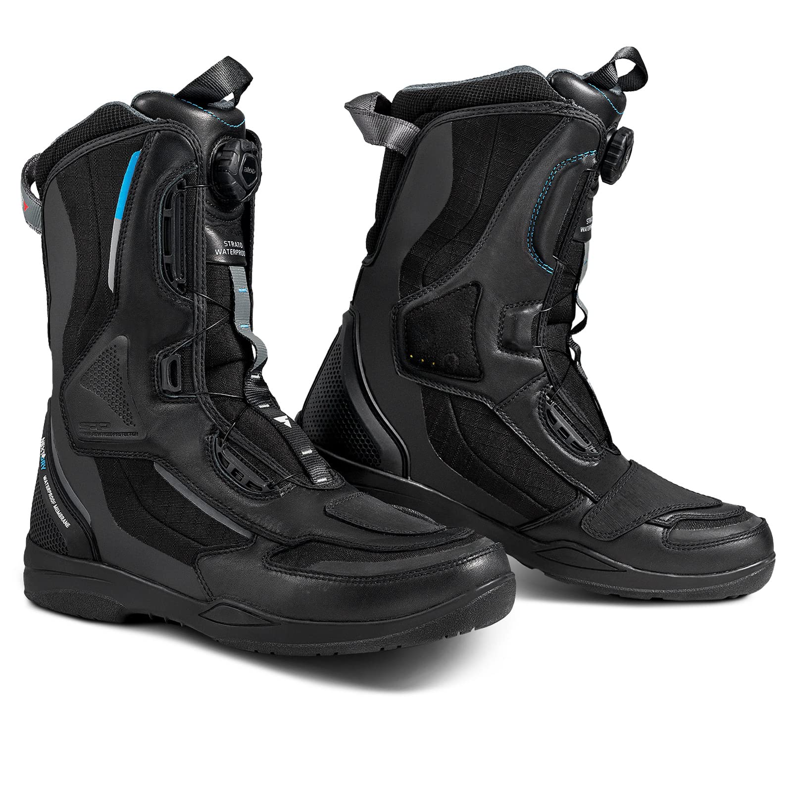 SHIMA STRATO Motorradstiefel Herren und Damen - Motorrad Wasserdicht Stiefel Tourenstiefel Schuhe Männer Leder Schwarz (Herren, Wasserdicht, 45) von SHIMA