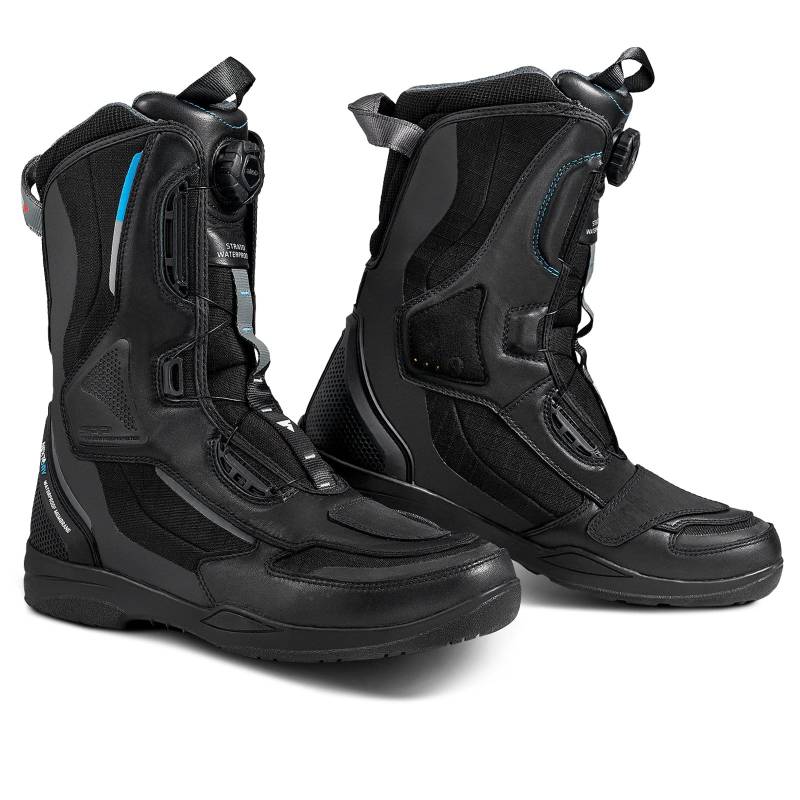 SHIMA STRATO Motorradstiefel Herren und Damen - Motorrad Wasserdicht Stiefel Tourenstiefel Schuhe Männer Leder Schwarz (Herren, Wasserdicht, 42) von SHIMA