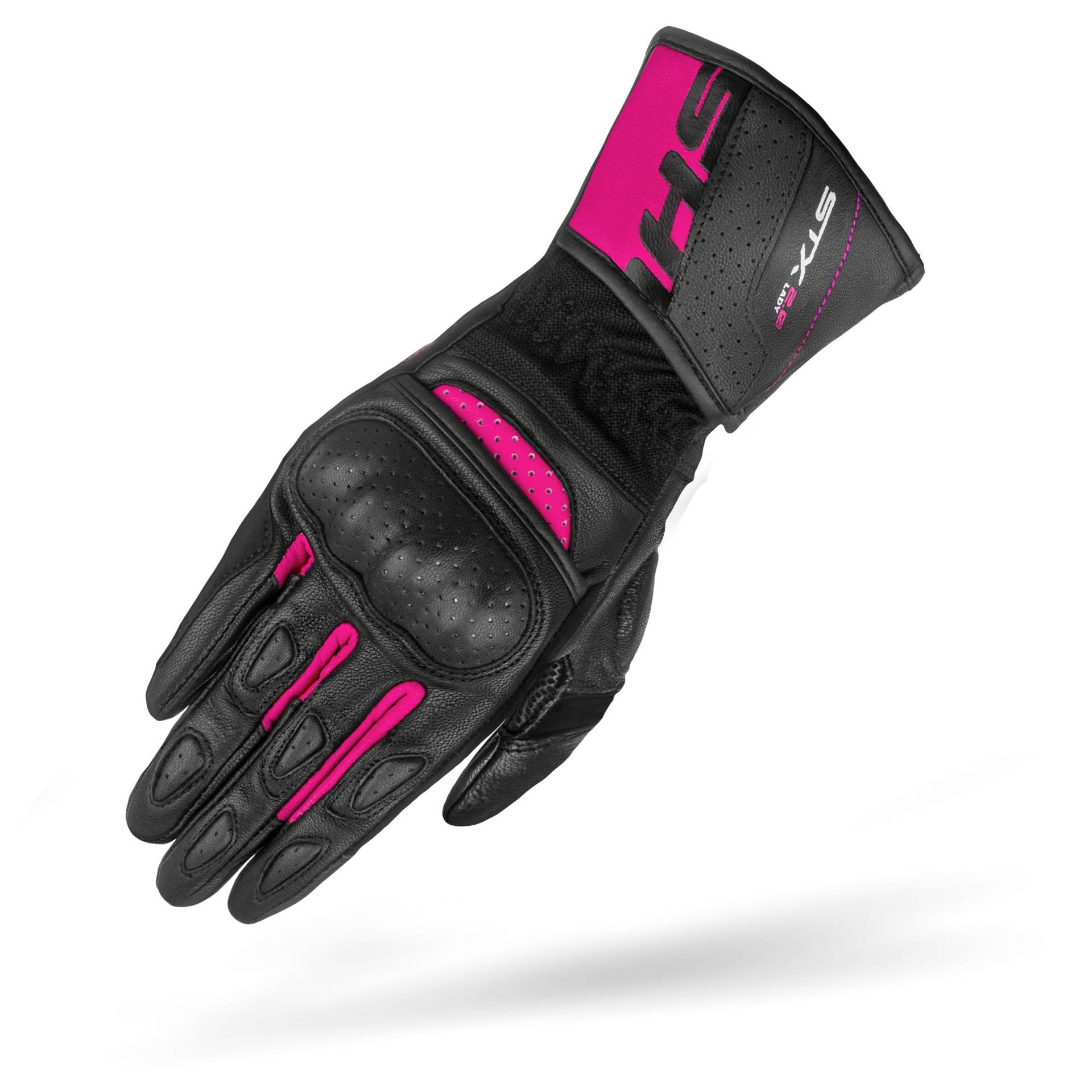 SHIMA STX Motorrad Handschuhe Damen Leder Lange Sommer Motorradhandschuhe Schutz Touchscreen Touren Lederhandschuhe Motorcycle Belüftet Verstärkt Scheibenwischer (Damen, Rosa, M) von SHIMA