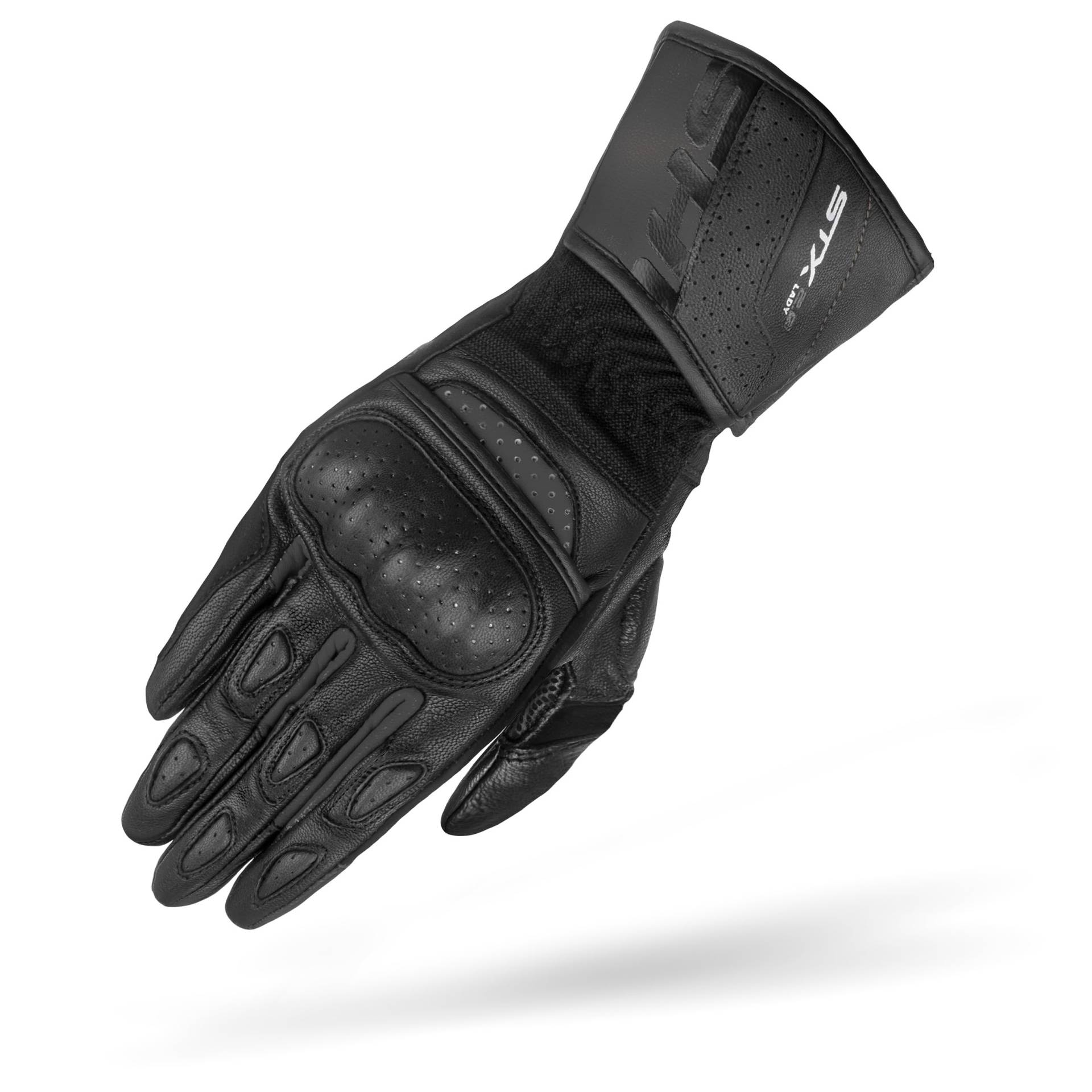 SHIMA STX Motorrad Handschuhe Damen Leder Lange Sommer Motorradhandschuhe Schutz Touchscreen Touren Lederhandschuhe Motorcycle Belüftet Verstärkt Scheibenwischer (Damen, Schwarz, XS) von SHIMA