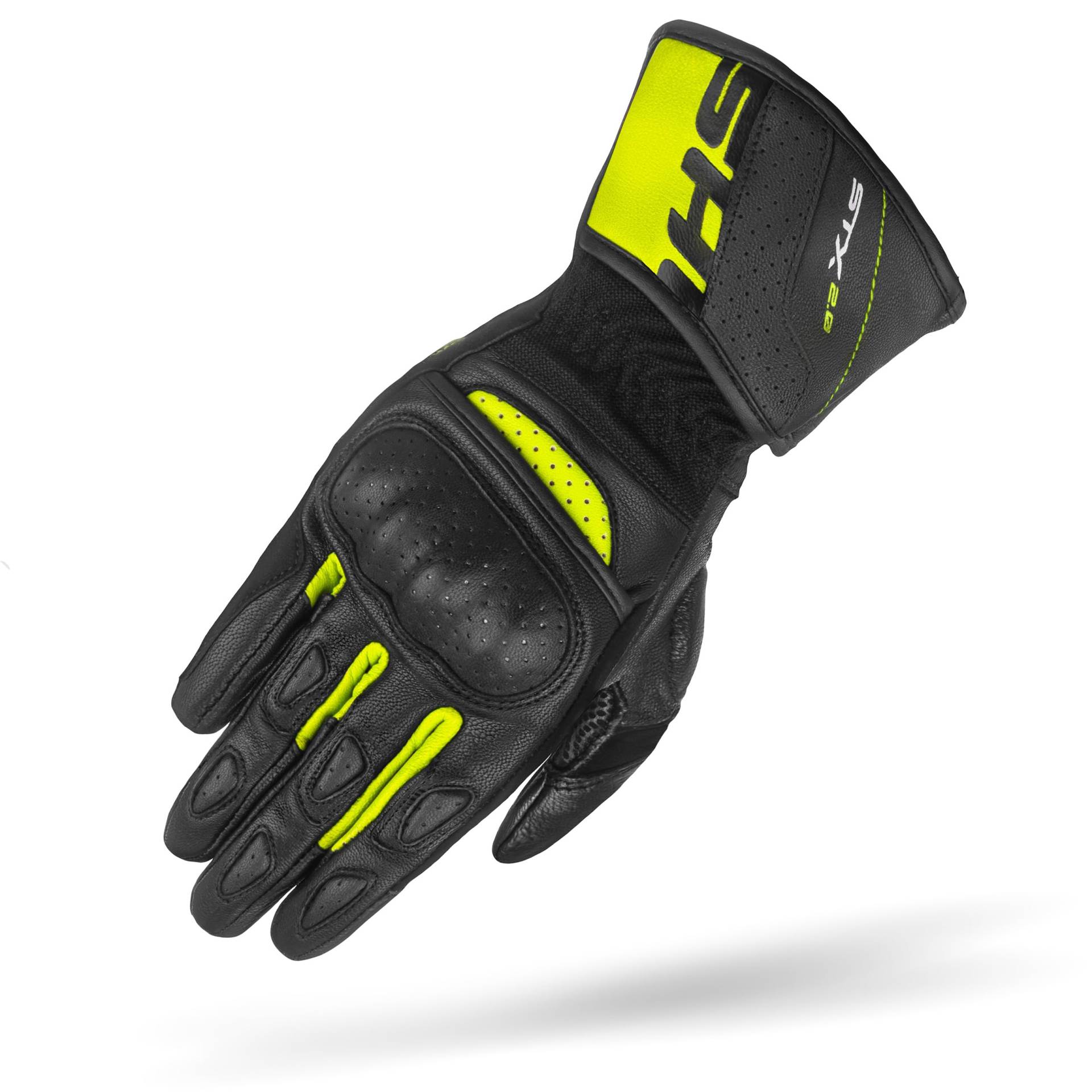 SHIMA STX Motorrad Handschuhe Herren Leder Lange Sommer Motorradhandschuhe Schutz Touchscreen Touren Lederhandschuhe Motorcycle Belüftet Verstärkt Scheibenwischer (Männer, Fluo, L) von SHIMA