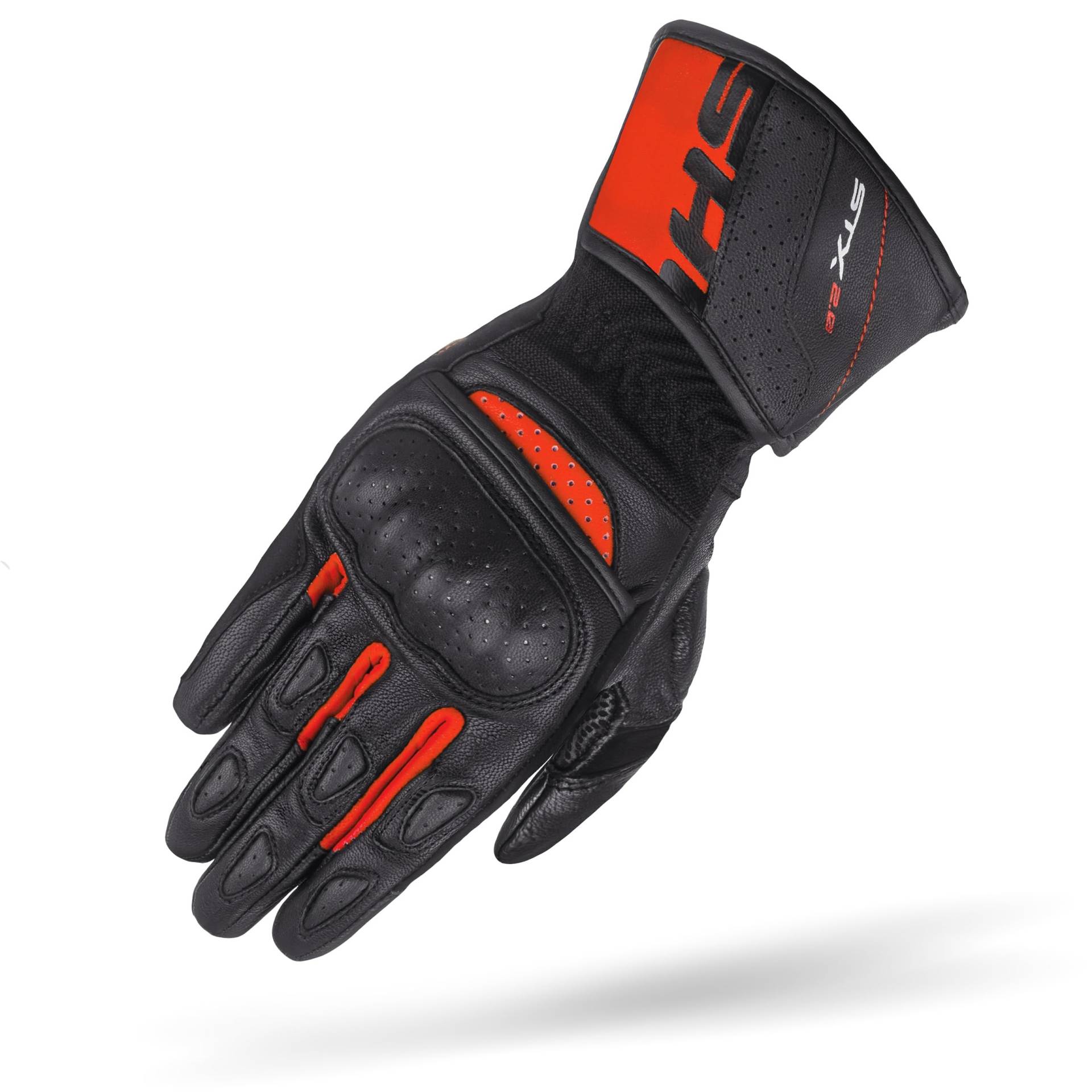 SHIMA STX Motorrad Handschuhe Herren Leder Lange Sommer Motorradhandschuhe Schutz Touchscreen Touren Lederhandschuhe Motorcycle Belüftet Verstärkt Scheibenwischer (Männer, Rot, 3XL) von SHIMA