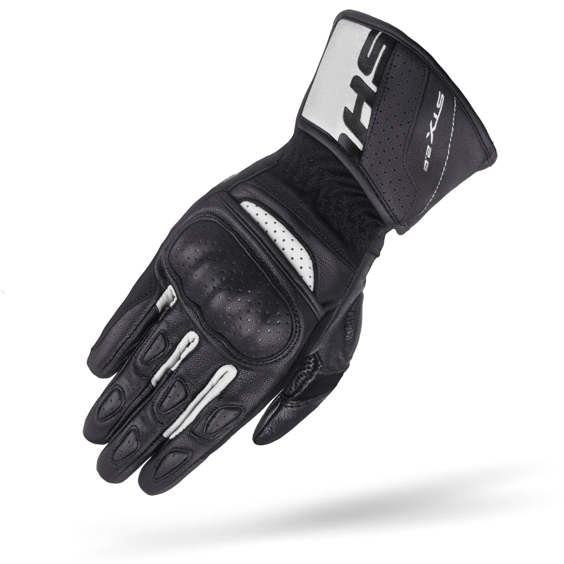 SHIMA STX Motorrad Handschuhe Herren Leder Lange Sommer Motorradhandschuhe Schutz Touchscreen Touren Lederhandschuhe Motorcycle Belüftet Verstärkt Scheibenwischer (Männer, Weiß, XXL) von SHIMA