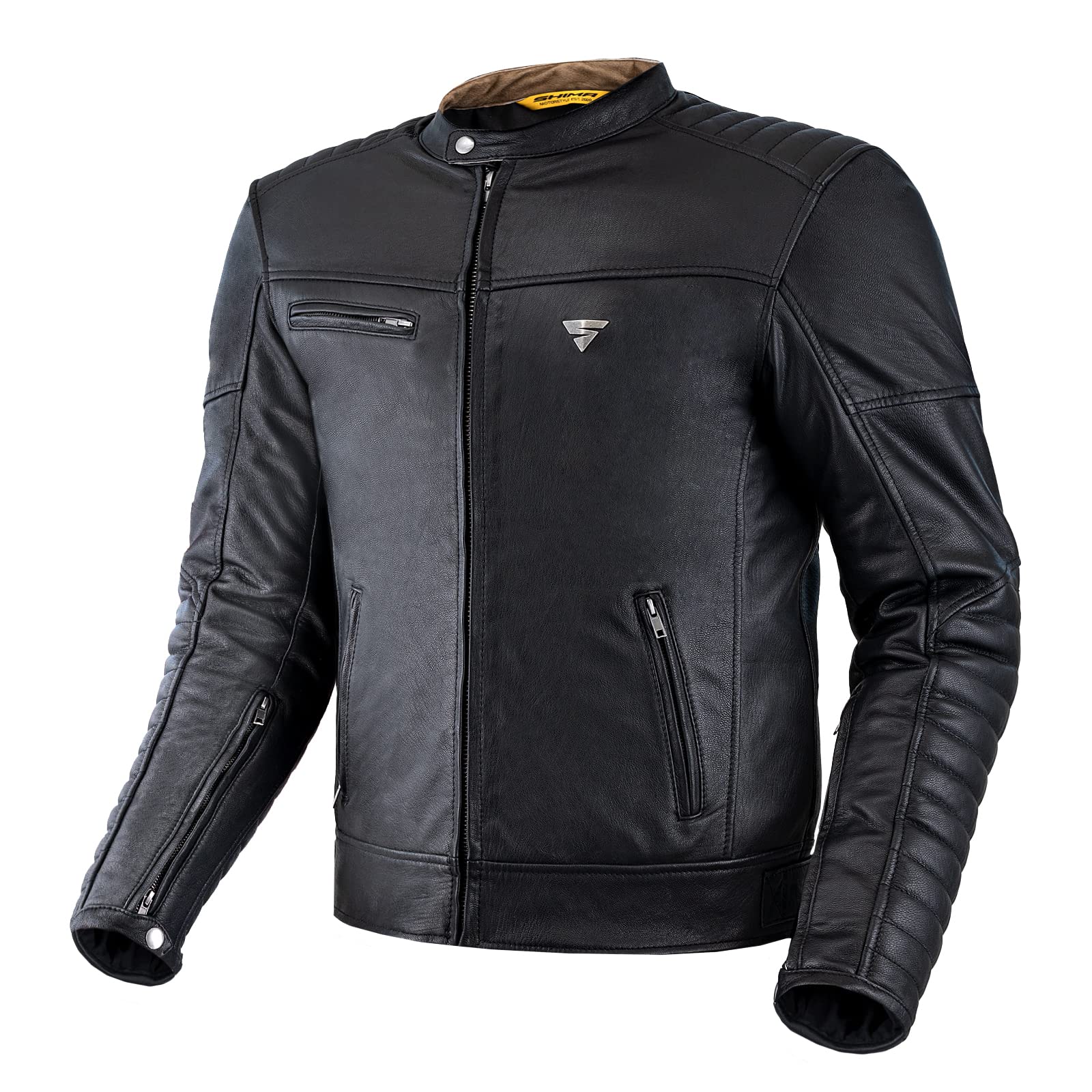 SHIMA WINCHESTER 2.0 Motorradjacke Herren - Klassische Biker-Lederjacke mit Rücken, Schulter und Ellbogen Protektoren, verstärkte Doppelnähte (Schwarz, 4XL) von SHIMA