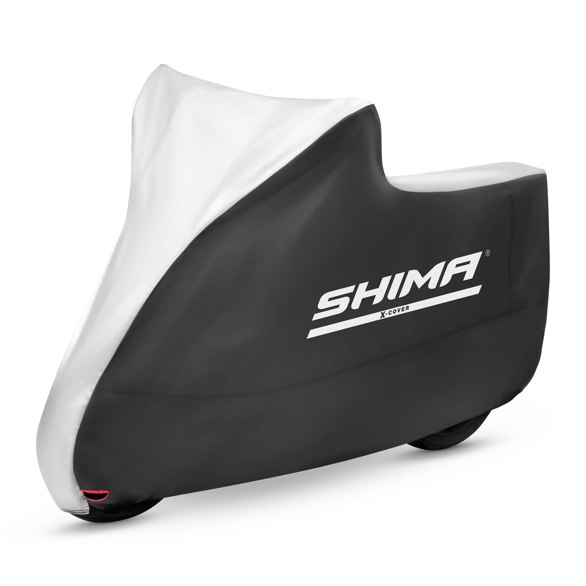 SHIMA X-Cover Motorrad Abdeckplane Wasserdicht Outdoor Motorradplane Garage Abdeckung Motorcycle Zubehör Motorradabdeckungen Regenschutz UV-Beständige Schlossloch Winddichte (Schwarz, L) von SHIMA