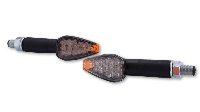 ShinYo Motorradblinker LED Blinkerpaar Peak M10 lang schwarz, klares Glas von SHIN YO