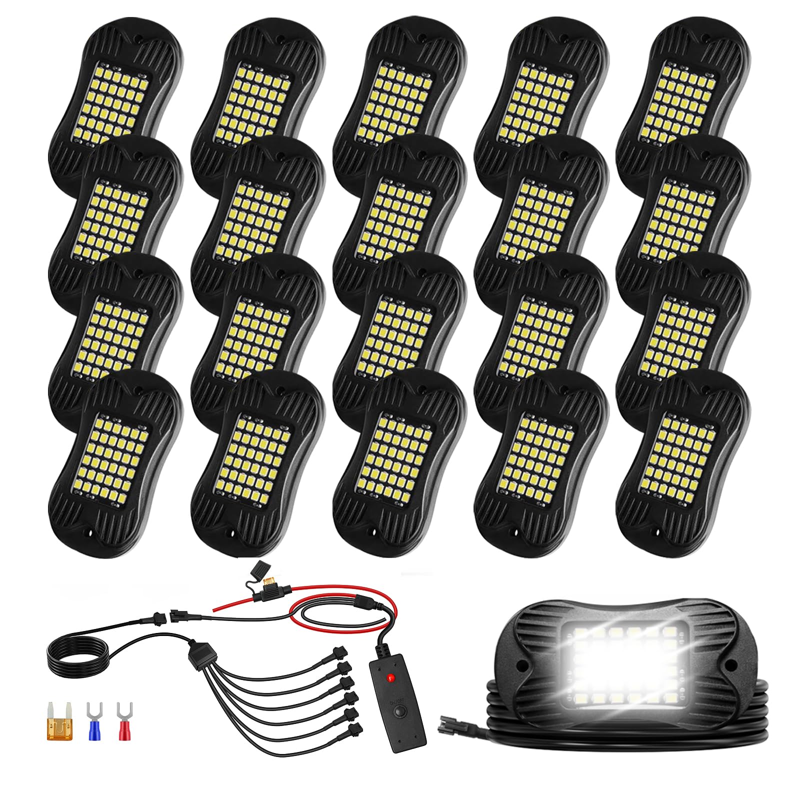 SHINIGHT Pure White Rock Light Kit - 20 Pods von SHINIGHT