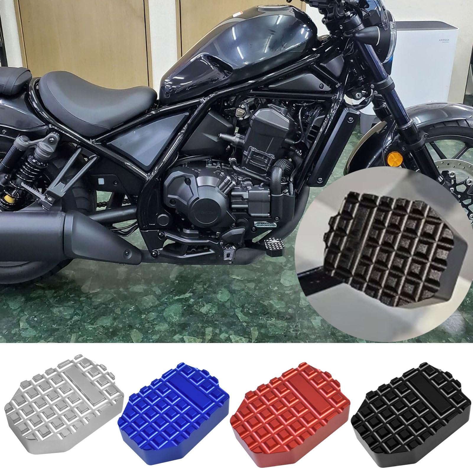 SHINKXMT Compatible with MotoRebel CMX1100/DCT CMX1100A 2021 2022 2023 2024 2025 Hinterradbremspedalhebel Vergrößerungsverlängerung Fußstützenpolsterverlängerung (Blau) von SHINKXMT