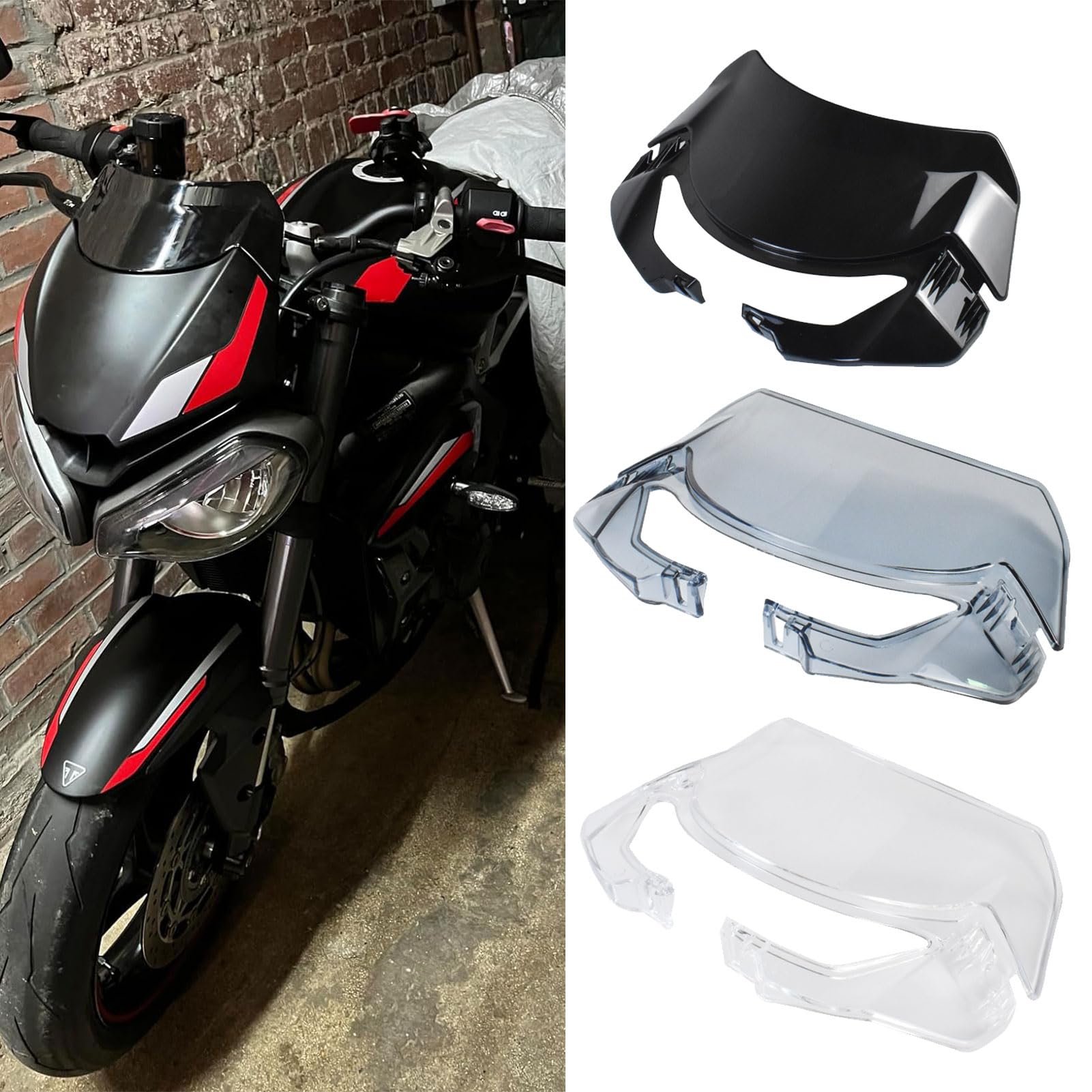 SHINKXMT Motorrad Windschutzscheibe Windschutzscheibe Frontverkleidung Visier Visier Windabweiser passend für Triu&mph Street Triple RS765 Street Triple R765 Zubehör 2020-2023 (Schwarzer Rauch) von SHINKXMT