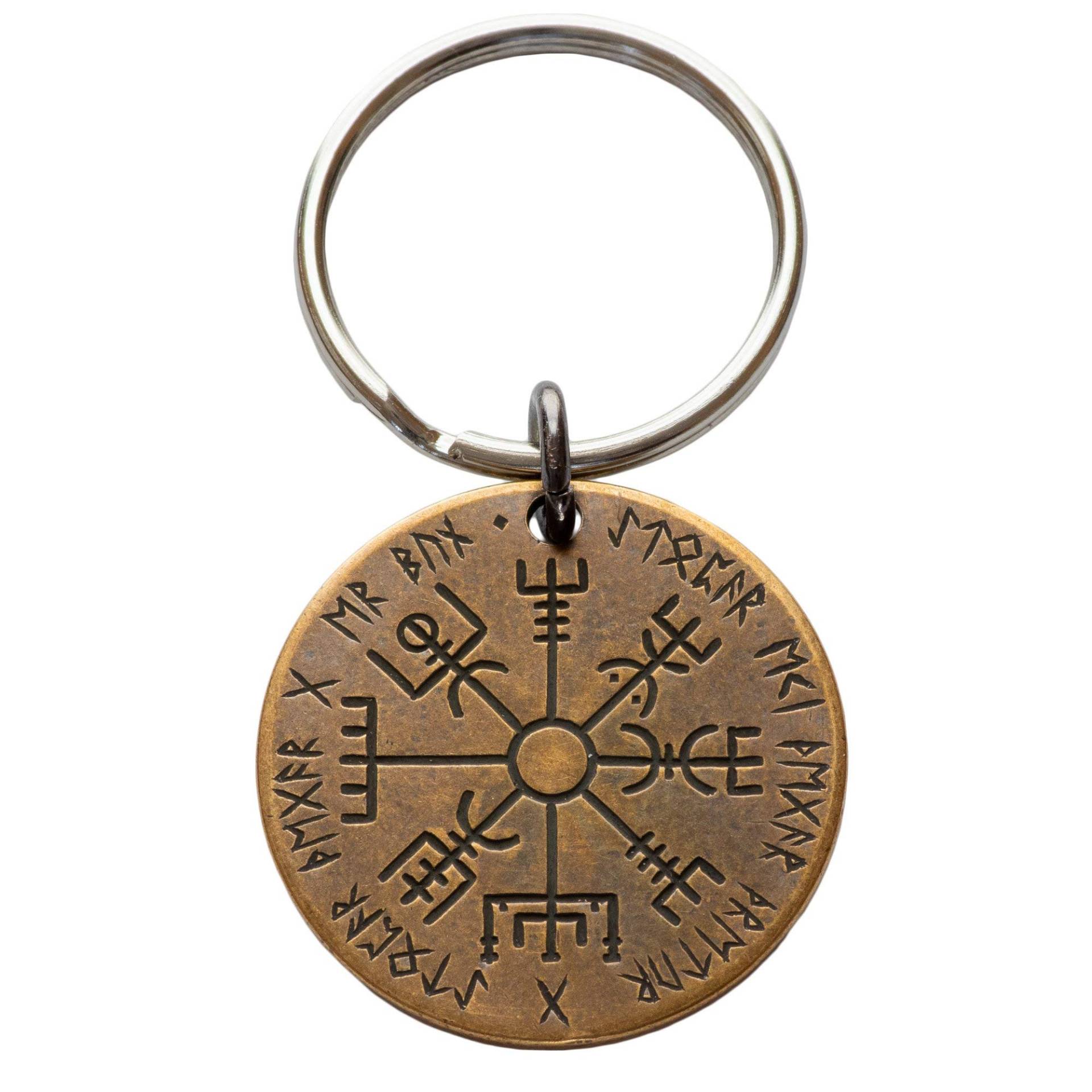 Shire Post Mint Vegvisir Schlüsselanhänger mit nordischem Kompass, Bronze, groß von SHIRE POST MINT