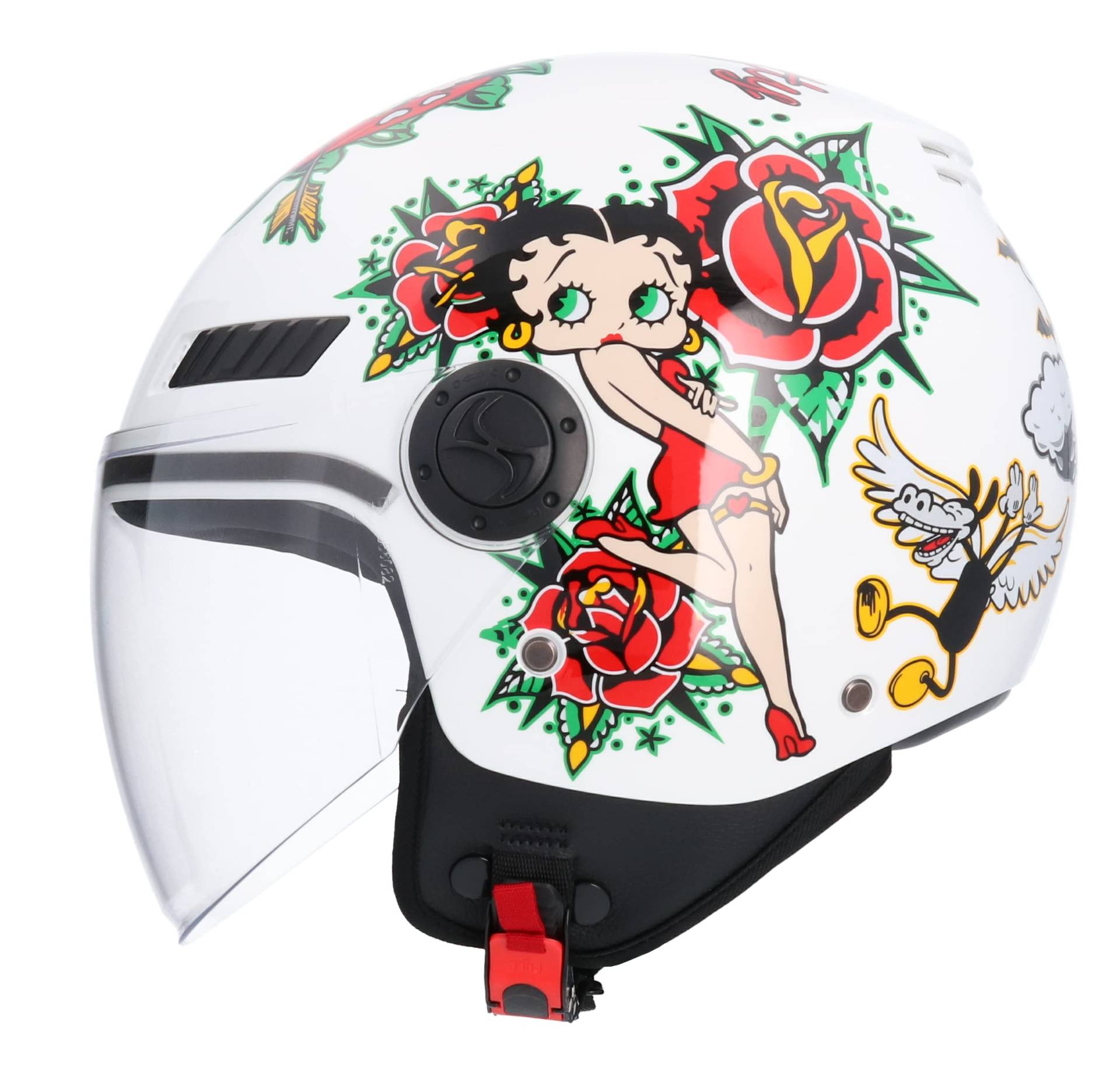 Motorradhelm, ECE-zugelassen, La Betty, Weiß, Größe S (55/56) von BYUP