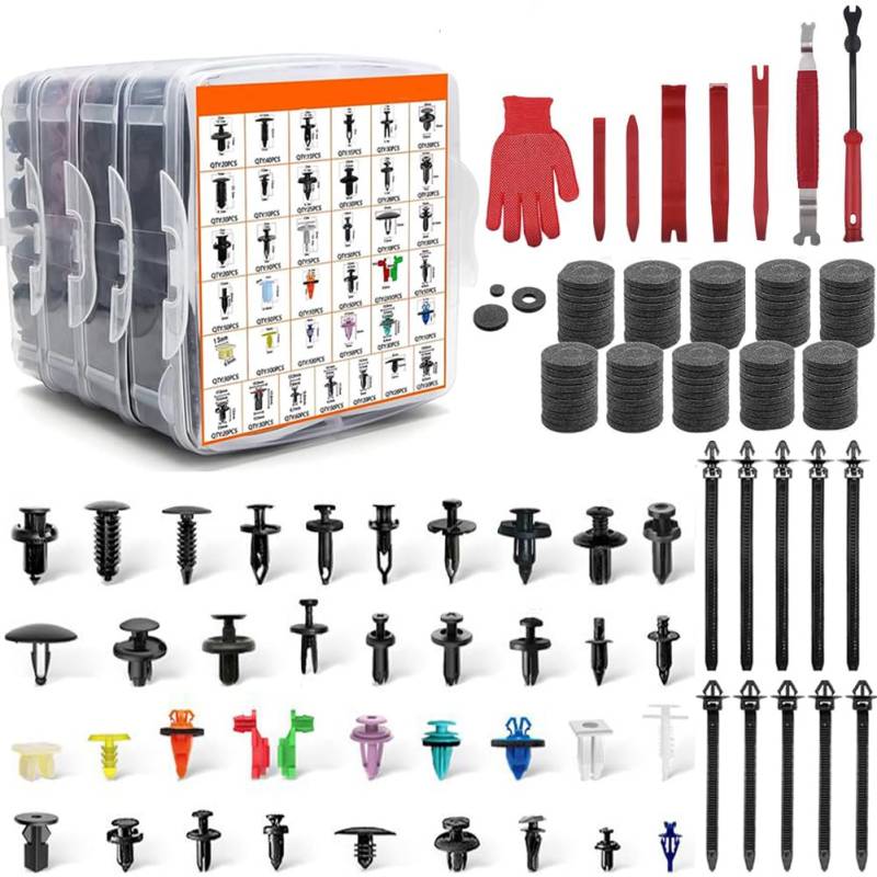 SHJOEE 1298PCS Auto Befestigungsclips Demontage Werkzeuge Set 37 Größe Stoßstangen Befestigungclips Universal Türverkleidung Klammern Stoßstangen Zierleisten Befestigungclips Plastikklips Auto Zubehör von SHJOEE