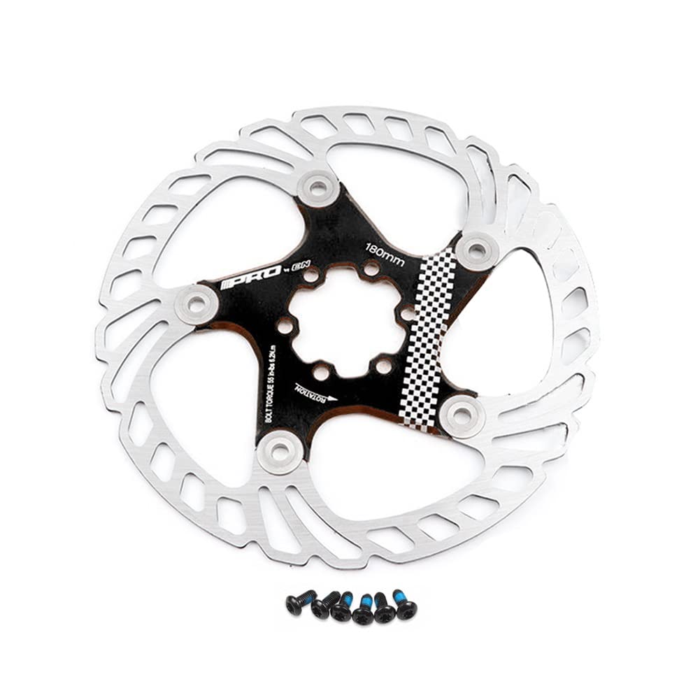 Fahrrad Schwimmscheibe Bremsscheibe 140mm 160mm 180mm 203mm Edelstahl Bremsscheibe Wärmeableitung 6 Schrauben Rotor for Rennrad MTB BMX Fahrrad (Color : Black, Size : 180mm) von SHKJ