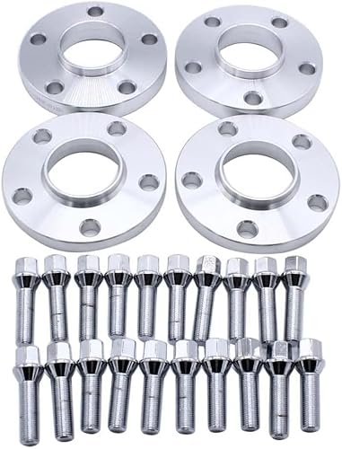 SHLPDFM 4 Stück 15mm & 20mm Spurverbreiterung Distanzscheiben Set Ø57,1 5x112mm mit 20 Stück Radschrauben M14x1,5 für TT A3 A4 A6 A8 S4 S6 S8 Volkswagen von SHLPDFM