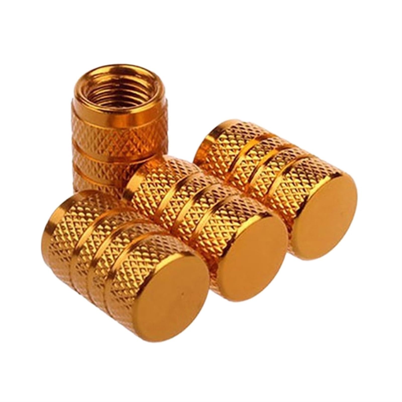 4Pcs Auto Reifen Ventil Vorbauten Kappe Rändelung Stil Reifen Ventil Kappe Aluminium Reifen Rad Stem Luft Ventil Kappe Auto zubehör (Color : Gold) von SHOKHI