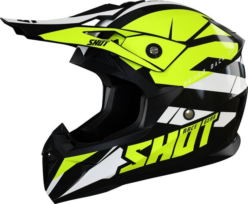 SHOT, Crosshelme motorrad PULSE revenge black neon yellow white glossy, XL von Shot Race Gear