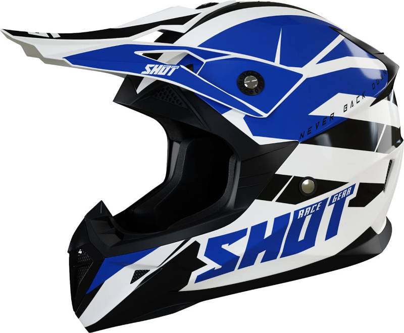 SHOT, Crosshelme motorrad PULSE revenge white blue black glossy, XS von Shot Race Gear