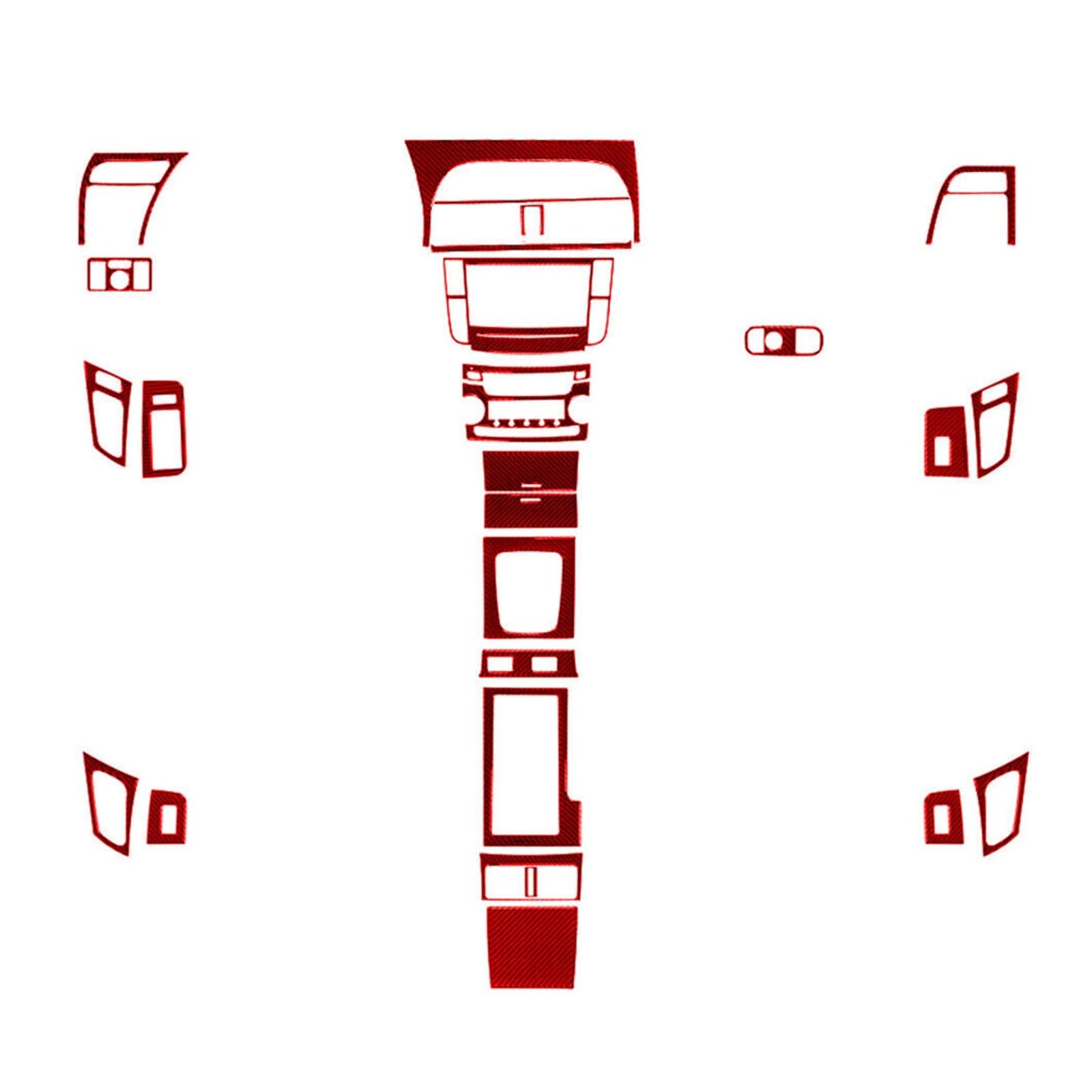 Auto Innenstyling Komplettset Aus Kohlefaser, Dekorative Aufkleber, Verkleidungsset, Rot Für - TL 04–08 von SHOUXI