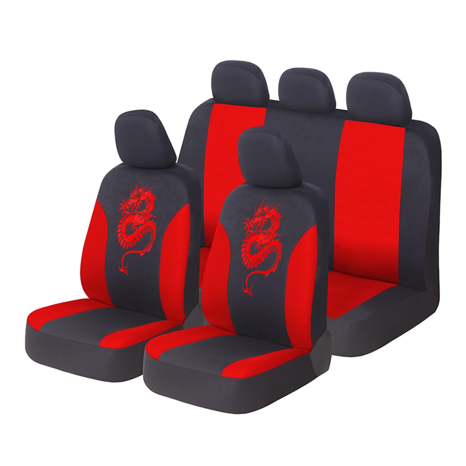 SHOUXI Vordersitzbezüge 9PCS Universal Fit Autositzbezüge Detail Styling Atmungsaktive Autositzschutz Autoinnenraum(Rot,EIN) von SHOUXI