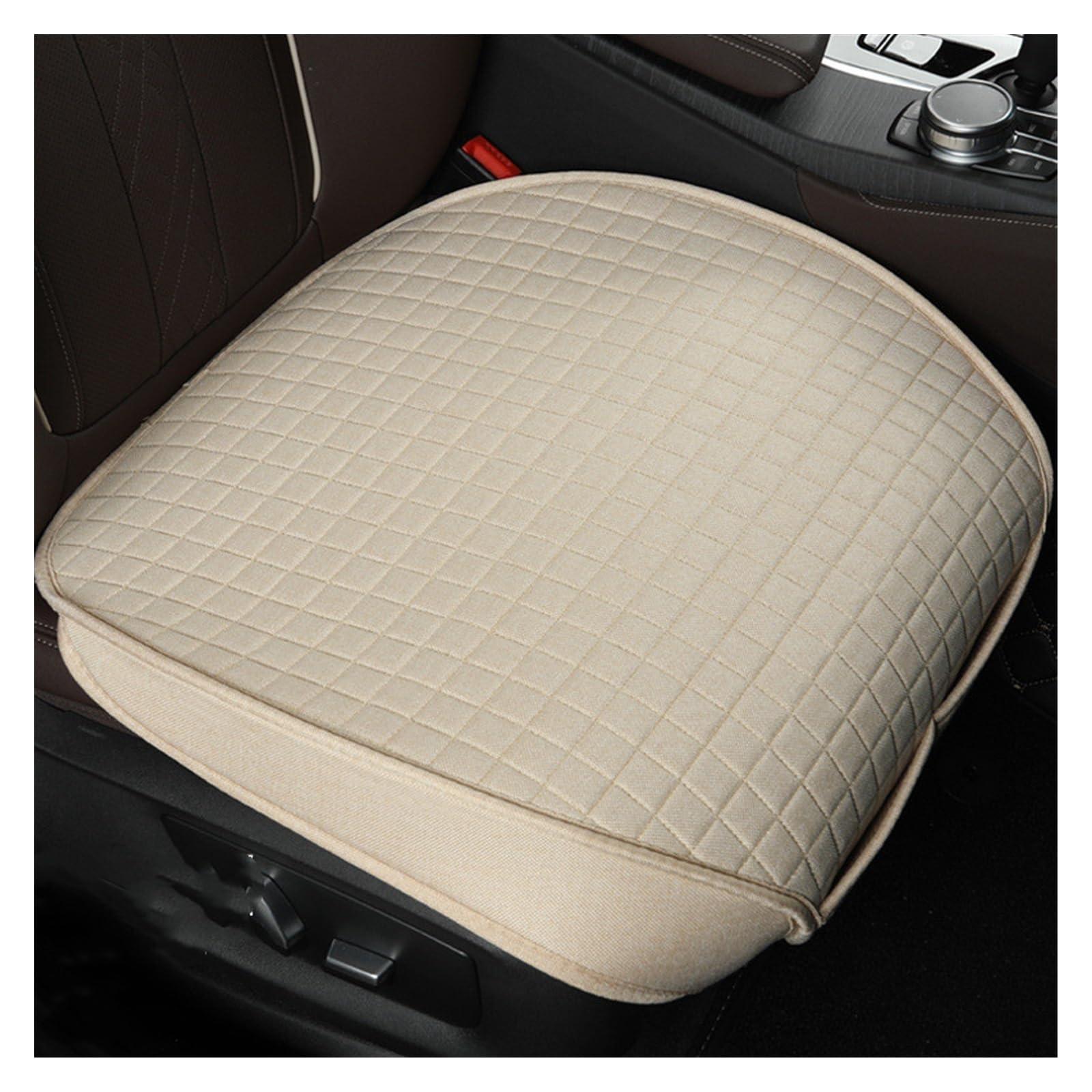 SHOUXI Vordersitzbezüge Atmungsaktive Leinen-Autositzbezüge Four Seasons Universal-Sitz Anti-Rutsch-Schutzkissen Autositzpolster Stuhlmatte(Beige,Front) von SHOUXI