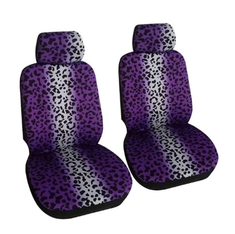 SHOUXI Vordersitzbezüge Bunter Druck Leopard Autositzbezüge Kissen Four Seasons Universal Autositzschutzbezug Pad(Violett,-2 Seats) von SHOUXI