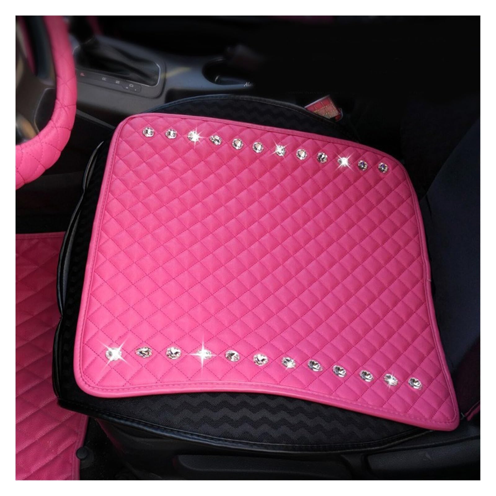 SHOUXI Vordersitzbezüge Diamond Crystal Autositzkissen Universal Four Seasons Sitzbezüge Vorne Hinten Hinten Innenzubehör(Rose,Seat pad) von SHOUXI