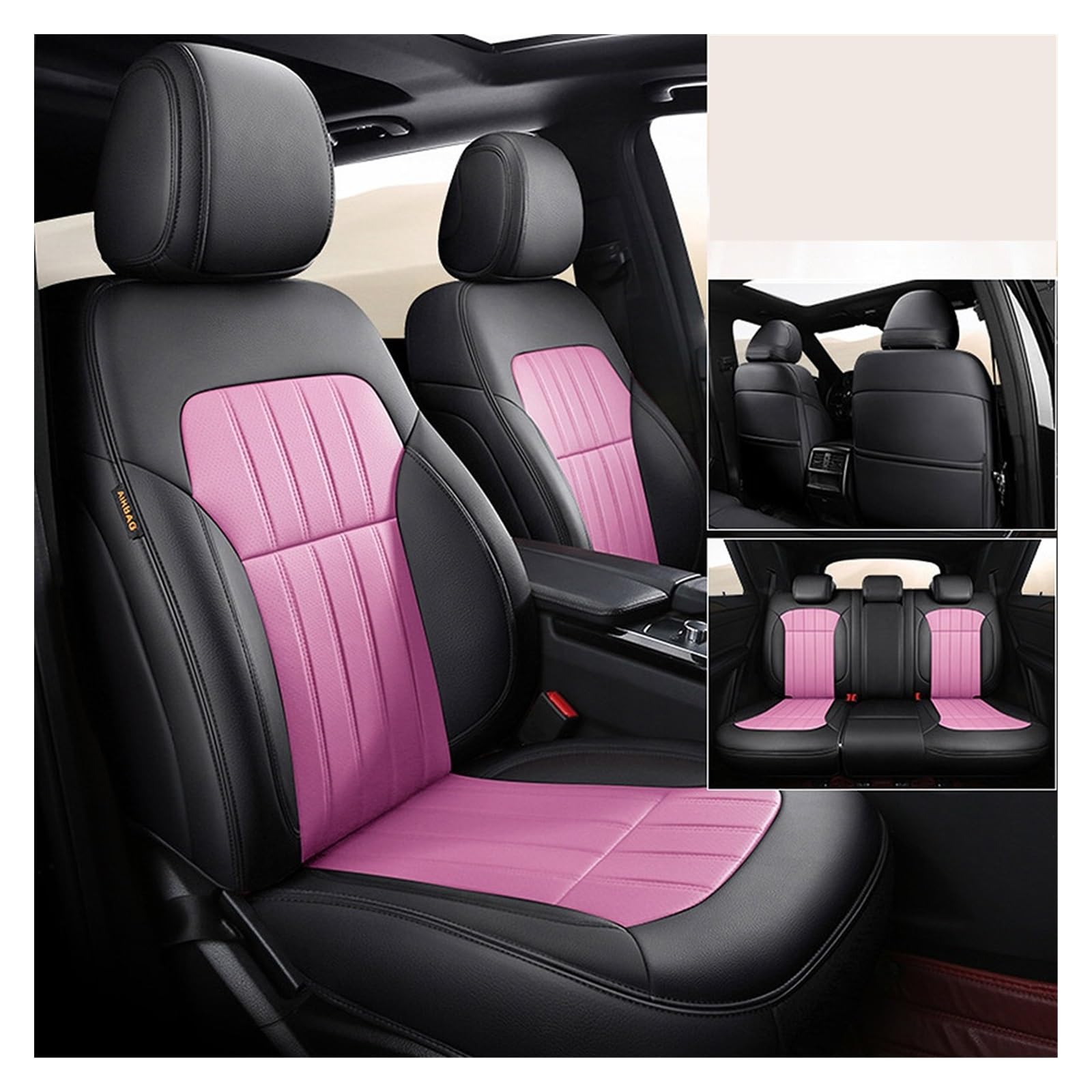 SHOUXI Vordersitzbezüge Für Tucson Hybrid 2020 2021 2022 2023. Passende Kunstleder-Autositzbezüge, Komplettes Set Innenschutz-Zubehör(Black+pink) von SHOUXI