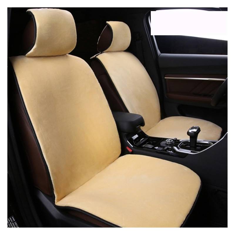 SHOUXI Vordersitzbezüge Künstliches Plüsch-Sitzkissen Hält Im Winter Warm. Auto-Sitzbezug-Matten, Automobil-Innendekoration(Beige,Front) von SHOUXI