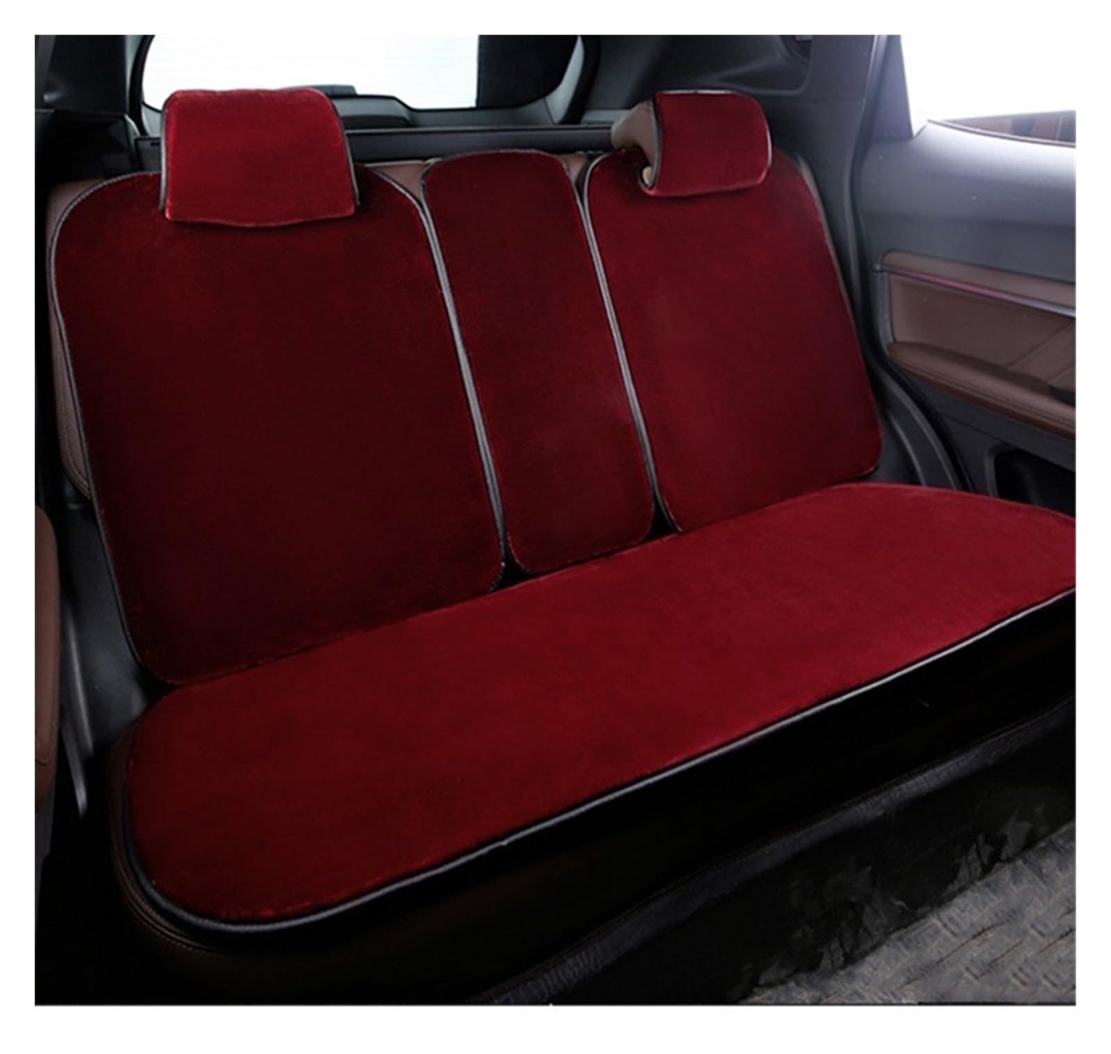 SHOUXI Vordersitzbezüge Künstliches Plüsch-Sitzkissen Hält Im Winter Warm. Auto-Sitzbezug-Matten, Automobil-Innendekoration(Rot,Rear) von SHOUXI