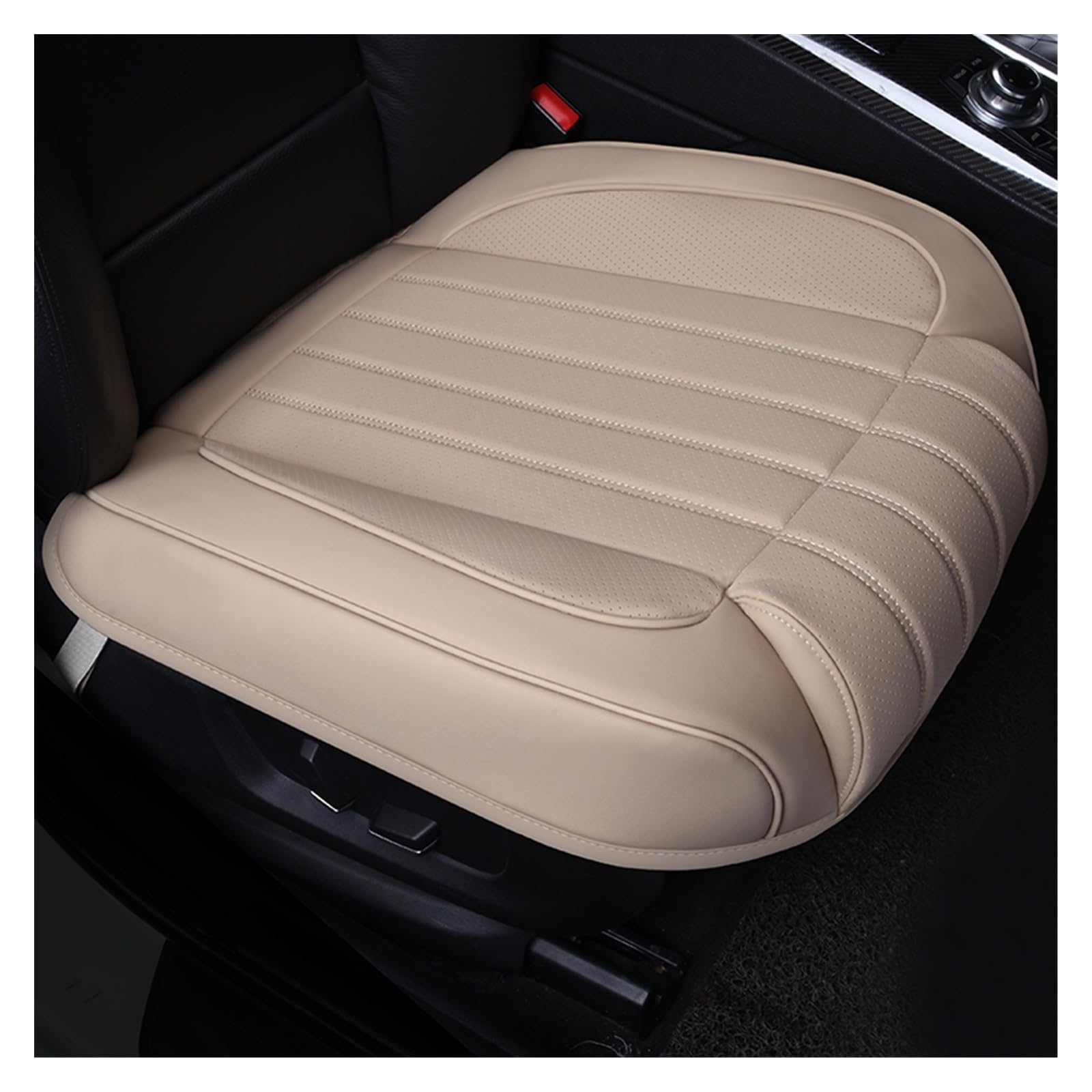 SHOUXI Vordersitzbezüge PU Leder Auto Sitzkissen Matte Atmungsaktive Auto Vorne Hinten Rücksitz Abdeckung Universal Zubehör(Beige,Front) von SHOUXI