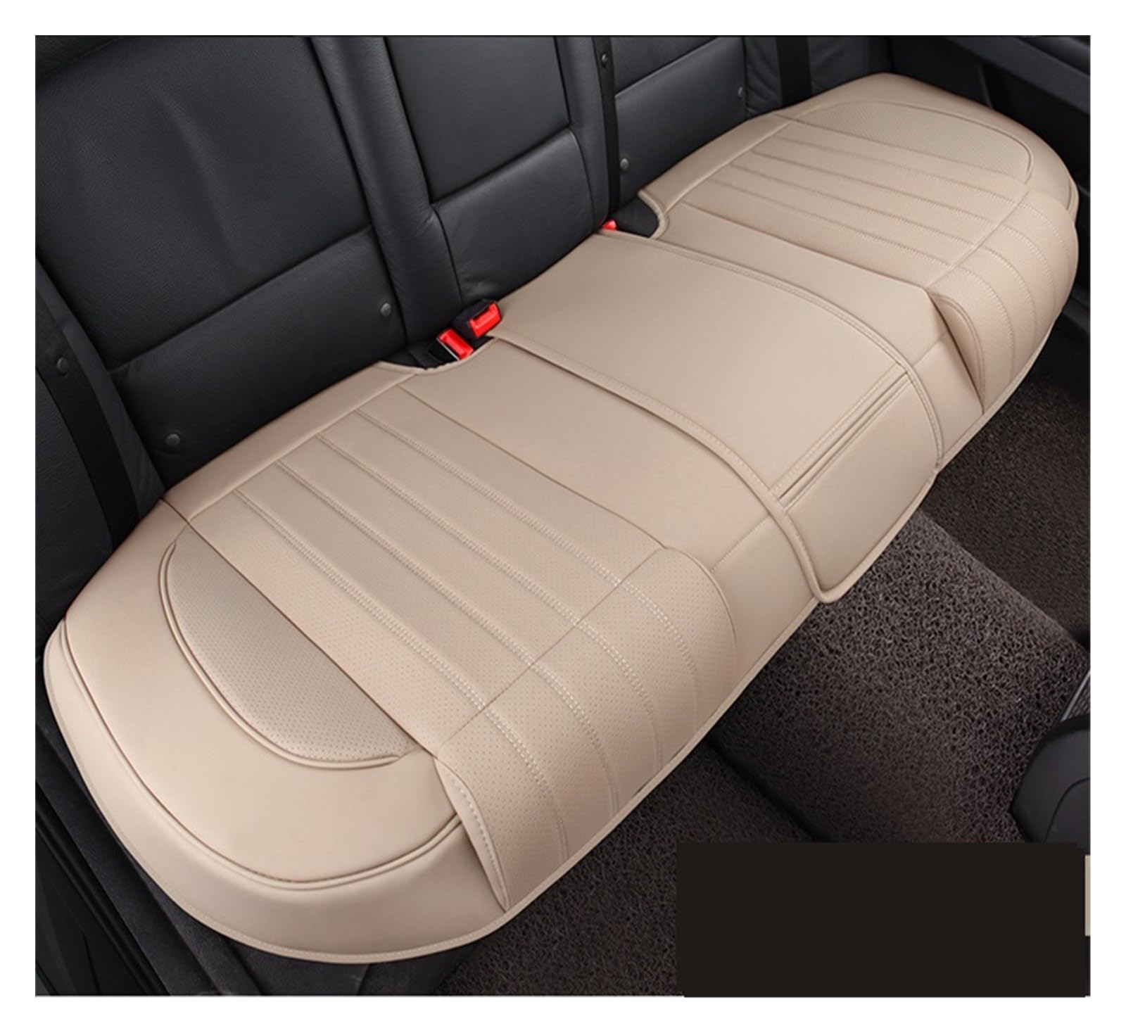 SHOUXI Vordersitzbezüge PU Leder Auto Sitzkissen Matte Atmungsaktive Auto Vorne Hinten Rücksitz Abdeckung Universal Zubehör(Beige,Rear) von SHOUXI