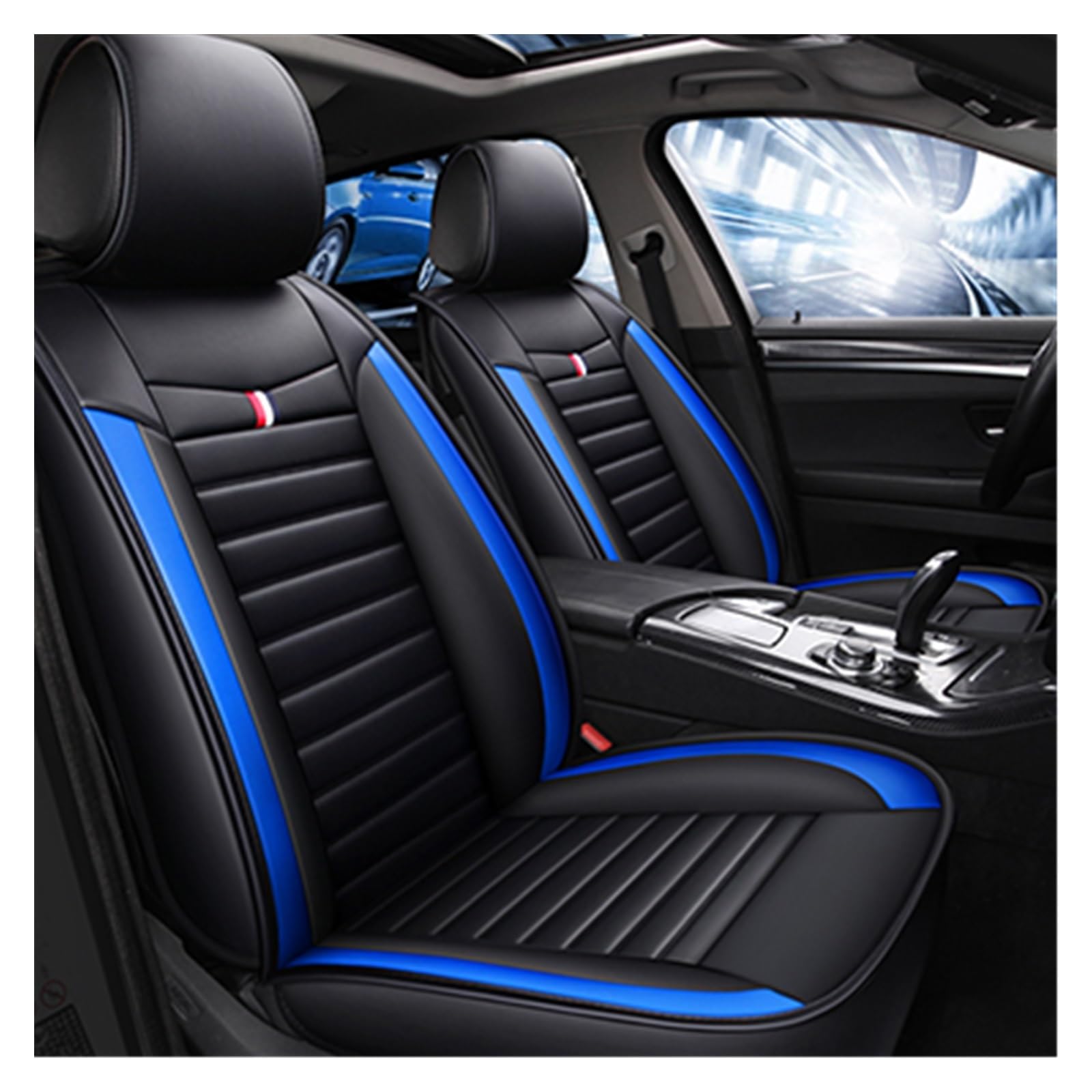 SHOUXI Vordersitzbezüge Pu Auto Sitzbezug Für Leon Arona Ateca Tarraco Ibiza Alhambra Auto Zubehör Innen Universal Stil(Blau,5 Seats) von SHOUXI