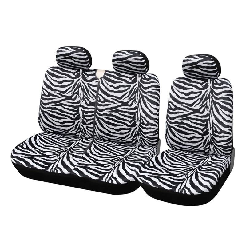 SHOUXI Vordersitzbezüge Sitzbezüge, Universell Passend Für Die Meisten Vans, LKWs, Leoparden- Und Zebra-Stil, Für Einzelfahrer- Und Doppel-Pkw-Sitze 2+1(Zebra) von SHOUXI