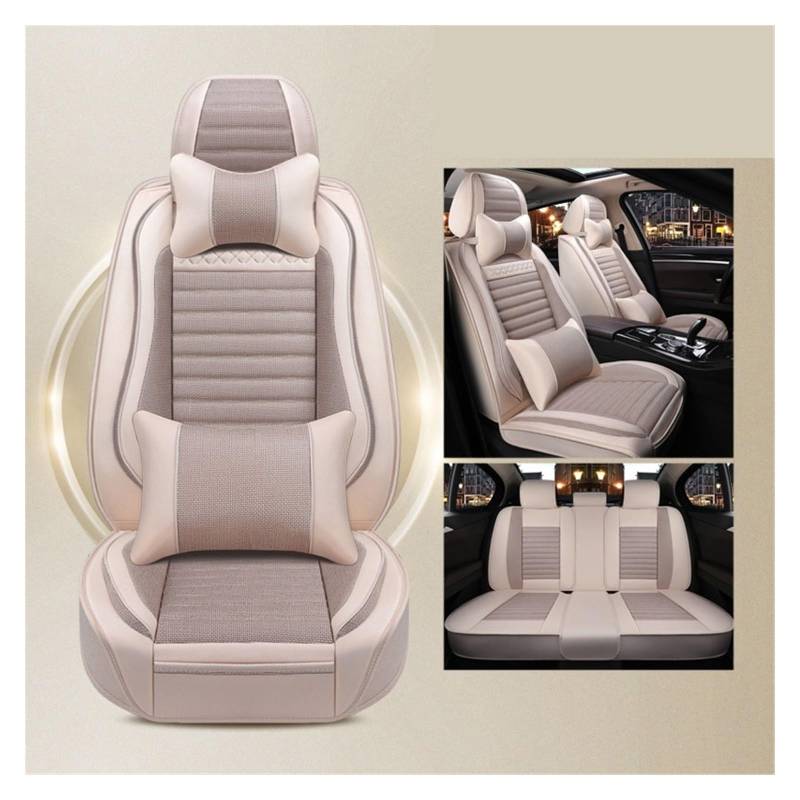 SHOUXI Vordersitzbezüge Universelle Flachs-Autositzbezüge, Autozubehör, Auto-Styling, Auto-Kissenschutz(Beige,Luxury) von SHOUXI