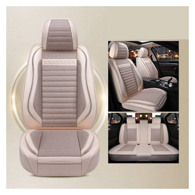 SHOUXI Vordersitzbezüge Universelle Flachs-Autositzbezüge, Autozubehör, Auto-Styling, Auto-Kissenschutz(Beige,Standard) von SHOUXI