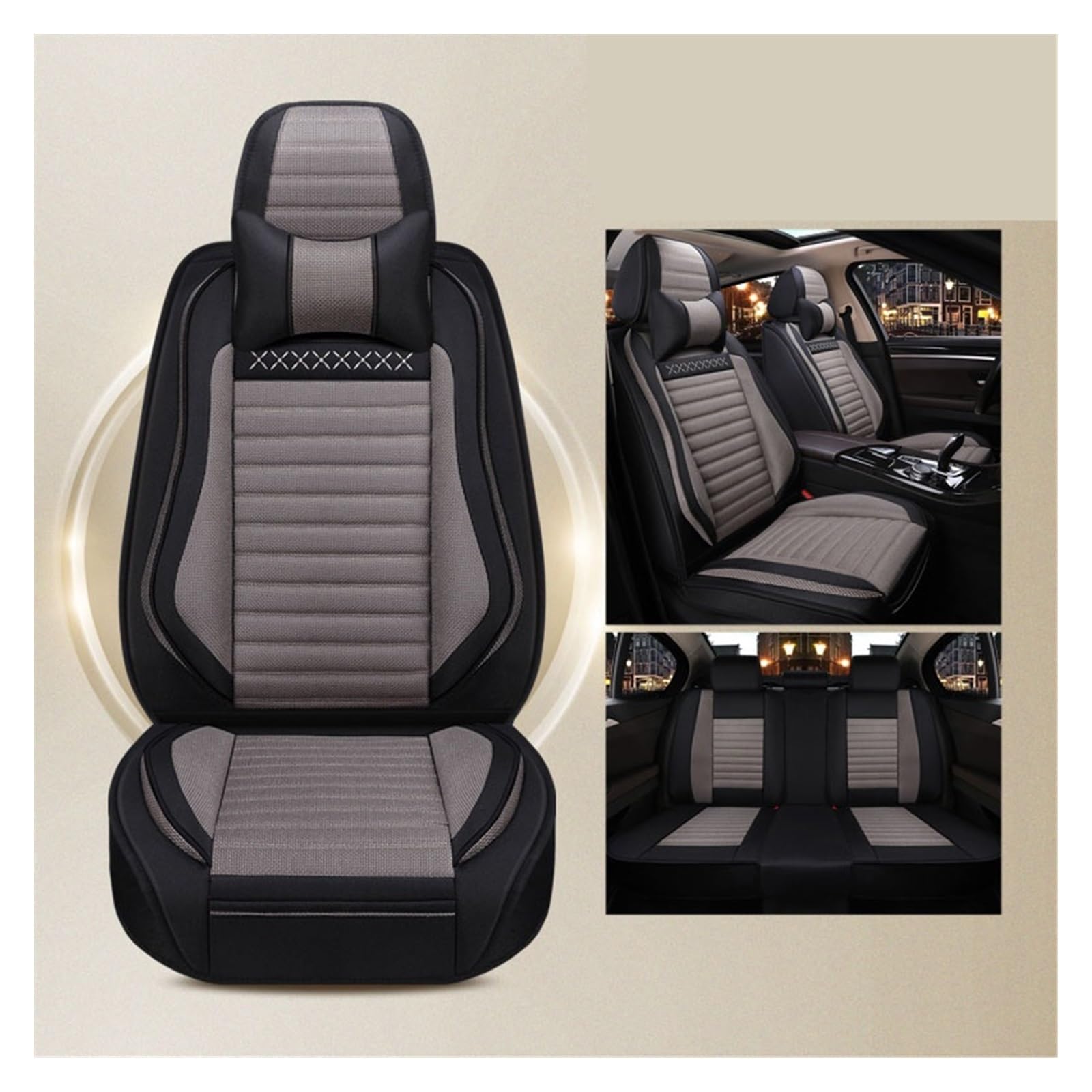 SHOUXI Vordersitzbezüge Universelle Flachs-Autositzbezüge, Autozubehör, Auto-Styling, Auto-Kissenschutz(Black Coffee,Comfort) von SHOUXI