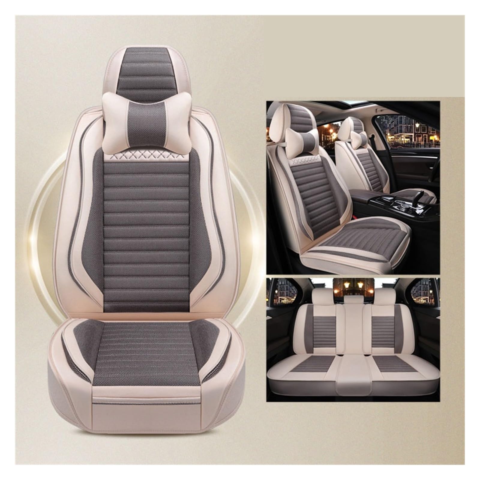 SHOUXI Vordersitzbezüge Universelle Flachs-Autositzbezüge, Autozubehör, Auto-Styling, Auto-Kissenschutz(Coffee,Comfort) von SHOUXI