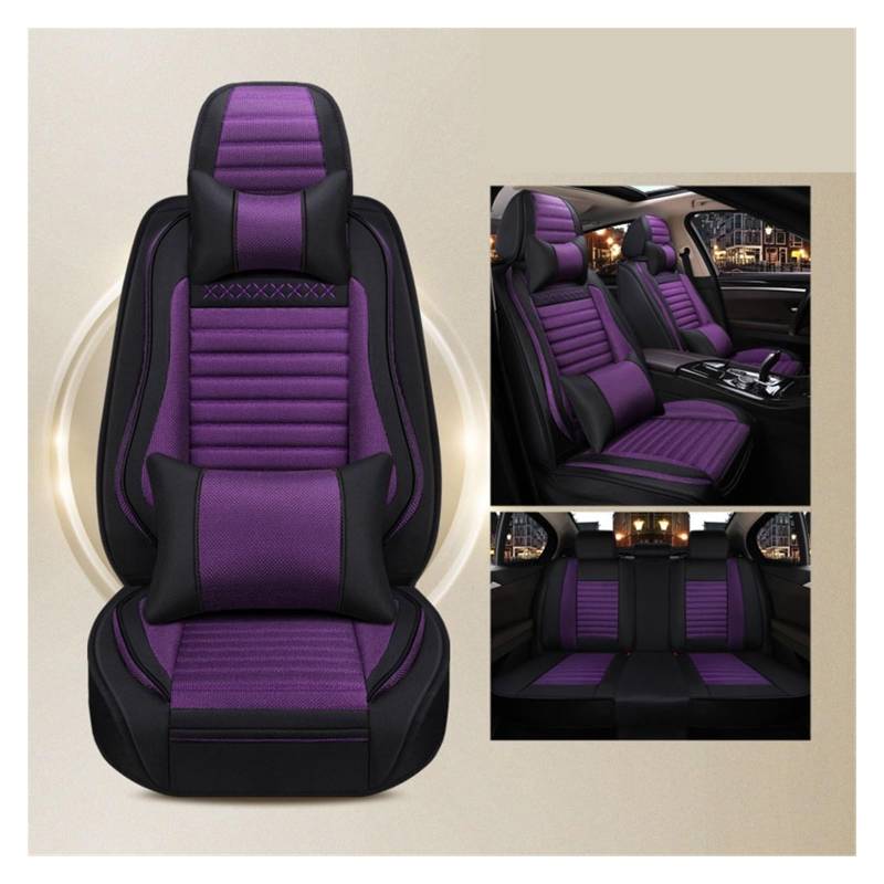 SHOUXI Vordersitzbezüge Universelle Flachs-Autositzbezüge, Autozubehör, Auto-Styling, Auto-Kissenschutz(Violett,Luxury) von SHOUXI