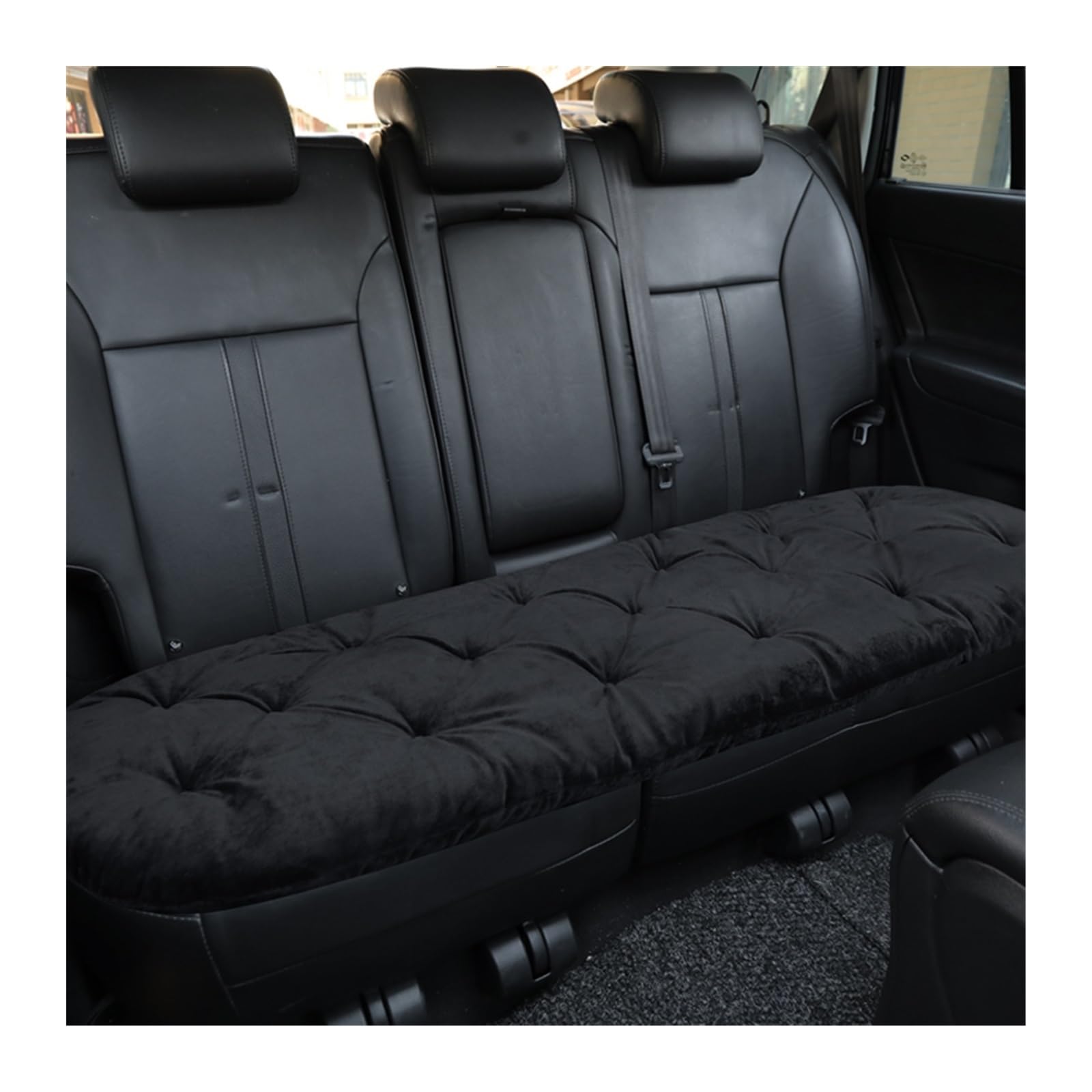 SHOUXI Vordersitzbezüge Warme Sitzbezug Seat Protector Pad Universal Für Winter Herbst Plüsch Autos Sitzkissen Matten(Schwarz,Rear) von SHOUXI