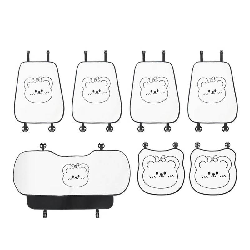 SHOUXI Vordersitzbezüge Winter Plüsch Vier Jahreszeiten Ins Nette Sitzbezug Cartoon Bär Auto Sitzkissen Universal(B,7 pcs Suite) von SHOUXI