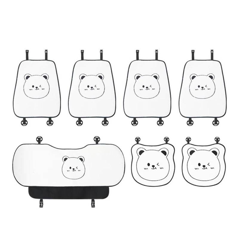 SHOUXI Vordersitzbezüge Winter Plüsch Vier Jahreszeiten Ins Nette Sitzbezug Cartoon Bär Auto Sitzkissen Universal(EIN,7 pcs Suite) von SHOUXI