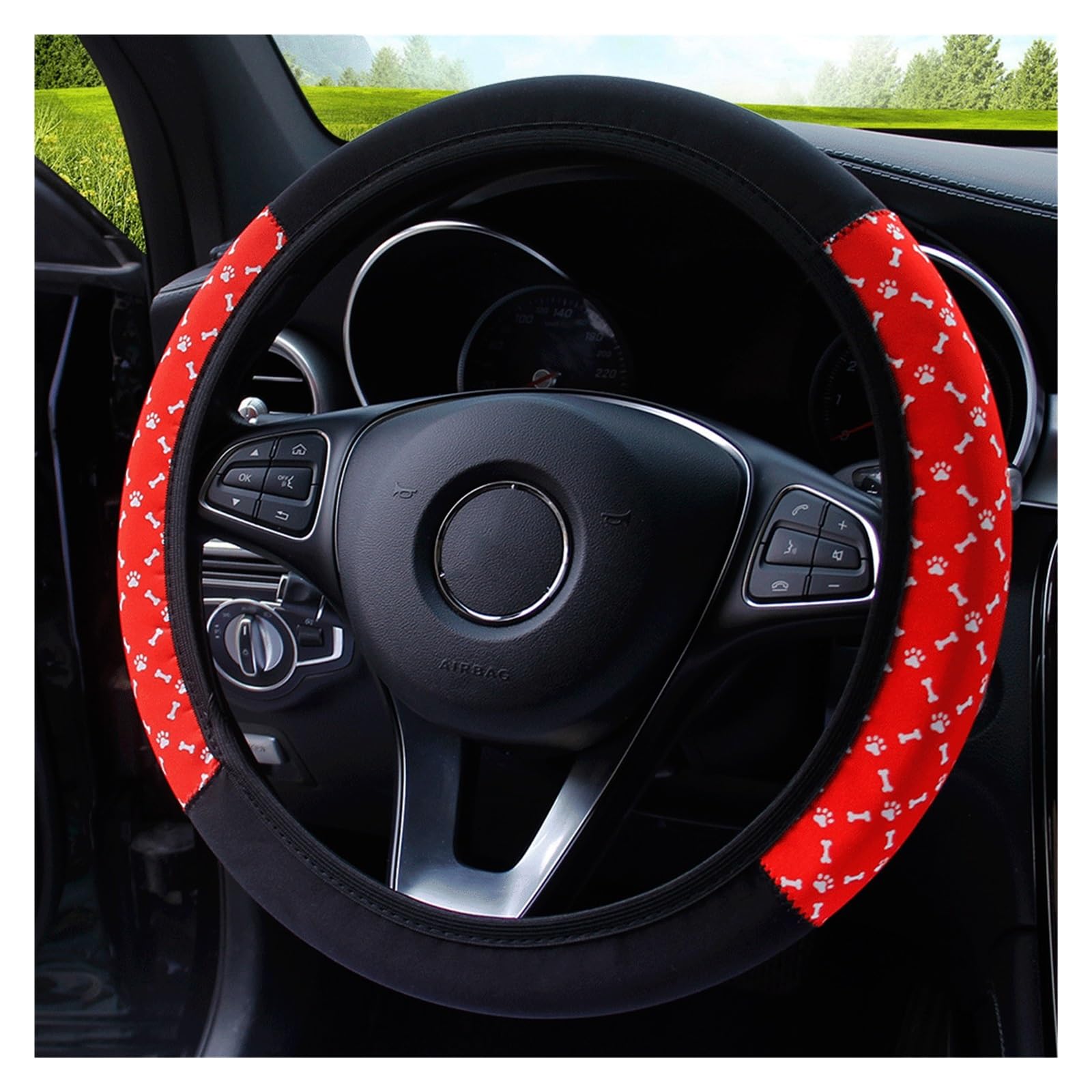 Steering Wheel Cover 38 cm Elastische Auto Lenkrad Abdeckung Ethnischen Stil Druck Anti-Slip Auto Styling Auto Lenkrad Abdeckung Auto Innen Zubehör(C) von SHOUXI